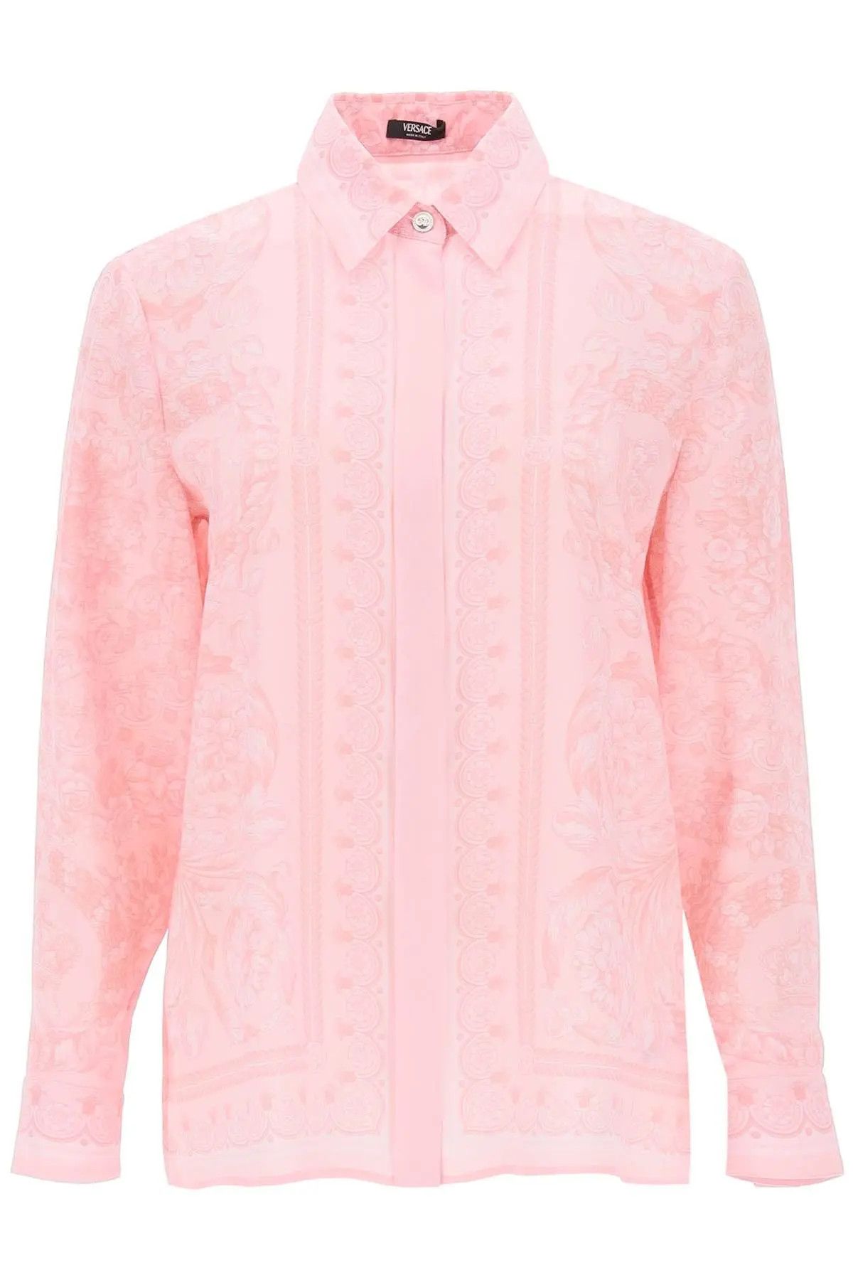 image of Versace O1S22I1N1223 Barocco Shirt In Pink, Women's (Size Small)