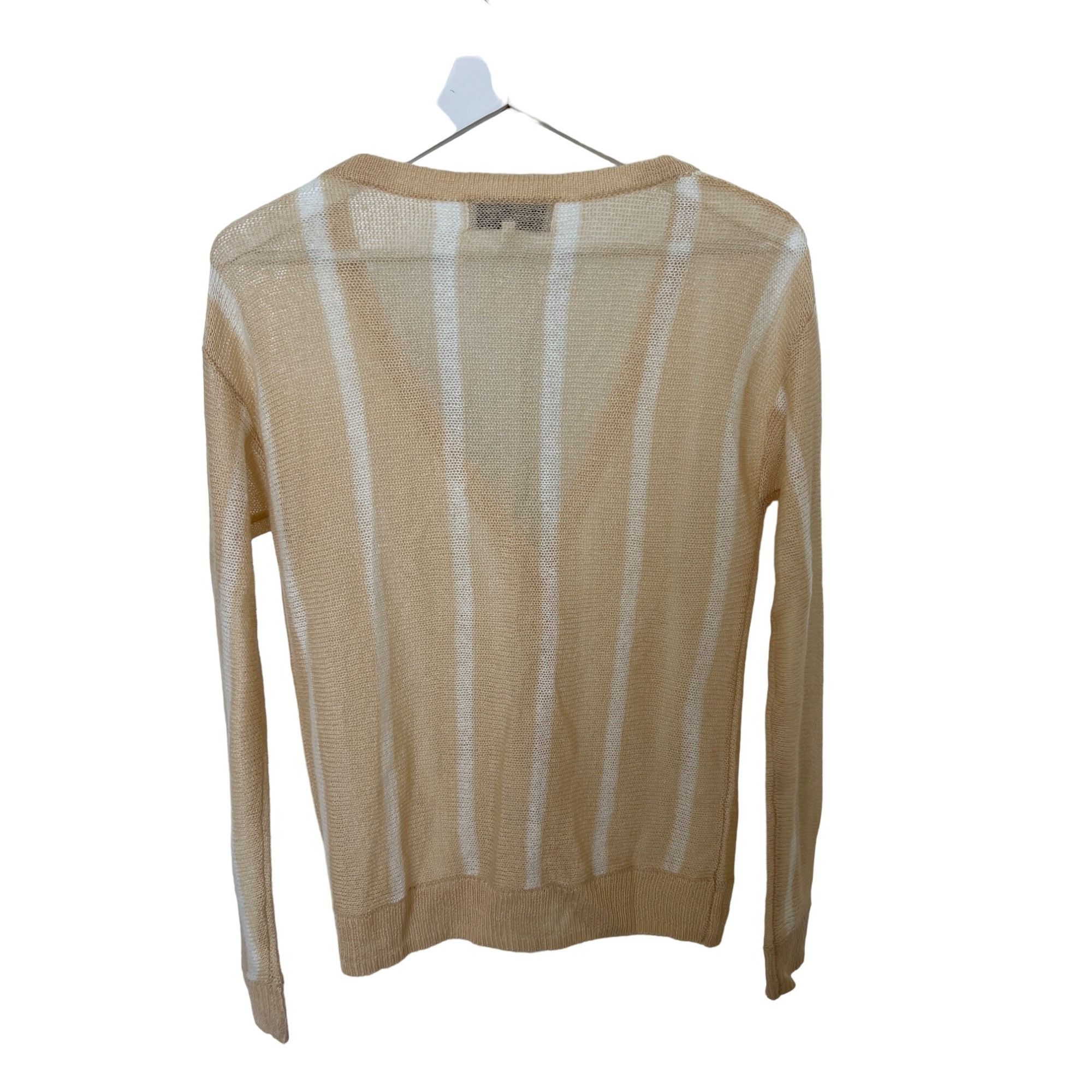 REVOLVE L'Academie Trinity Nude & White Striped Open Knit Cardigan Size XS / US 0-2 / IT 36-38 - 7 Thumbnail