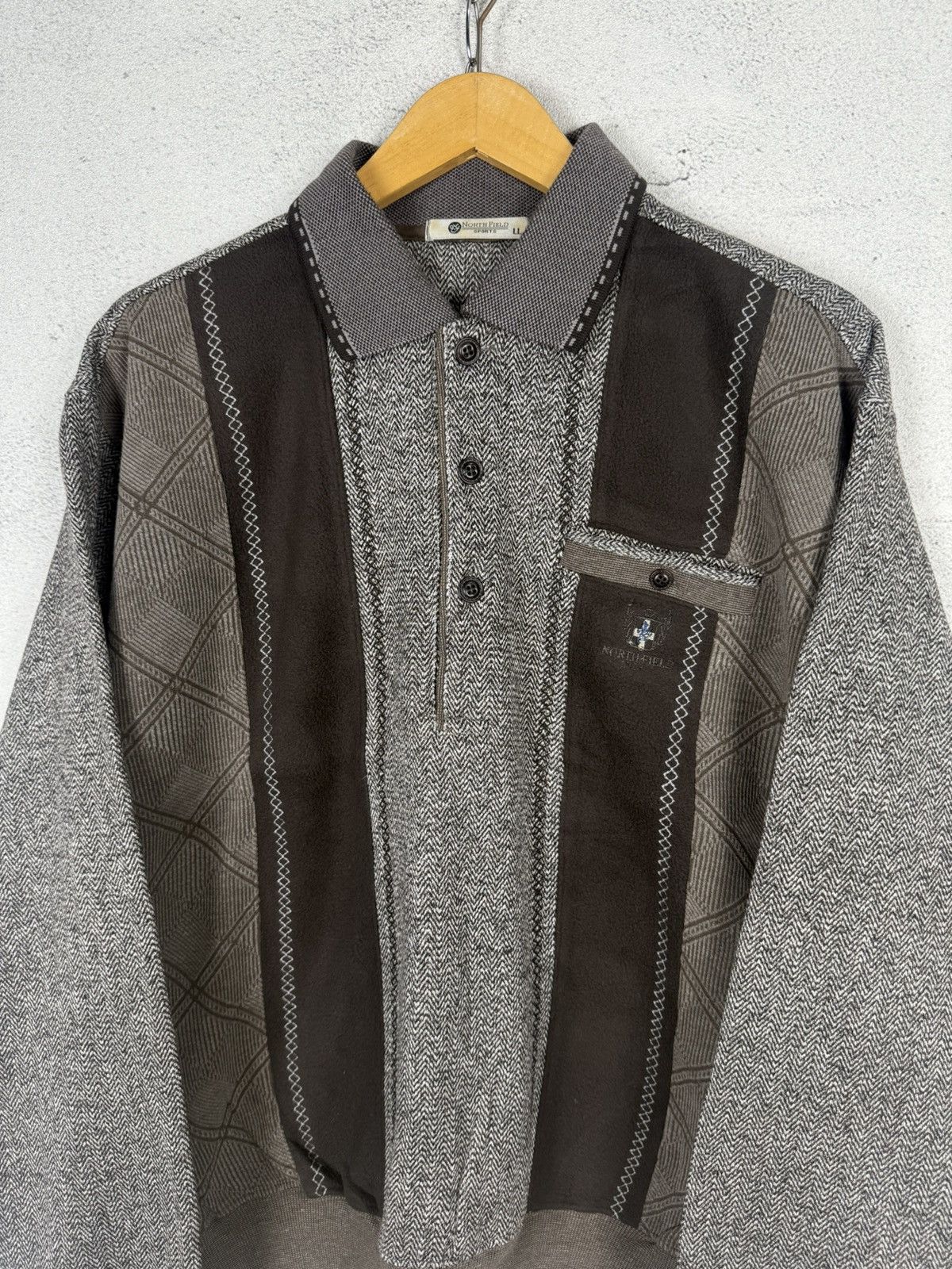 Vintage Vintage 90s Classic North Field Polo Sweater Size US L / EU 52-54 / 3 - 2 Thumbnail