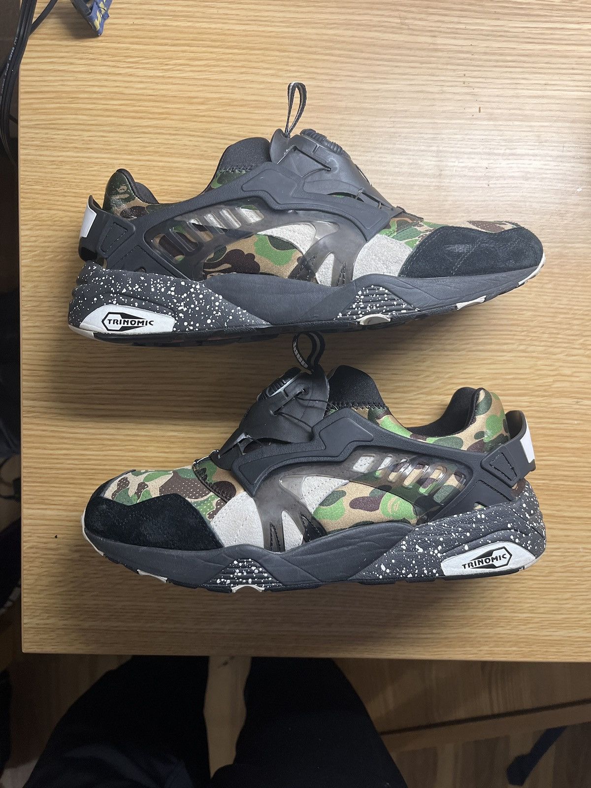 image of Bape x Puma Discs Green Camo Shoes in Black, Men's (Size 10)