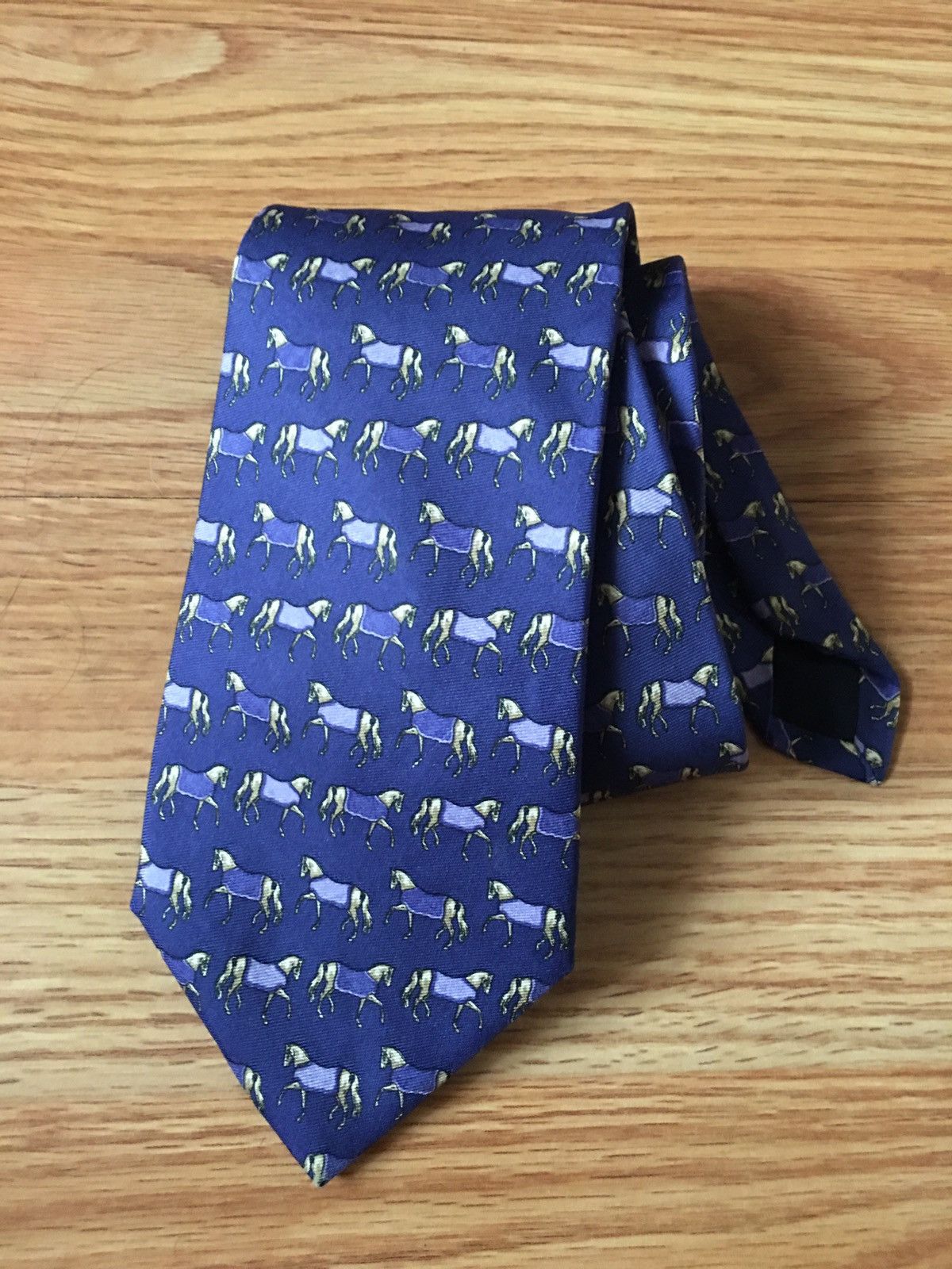 Brooks Brothers × Designer Brooks Brothers Designer Horses Print Blue Silk Mens Tie Size ONE SIZE - 1 Thumbnail
