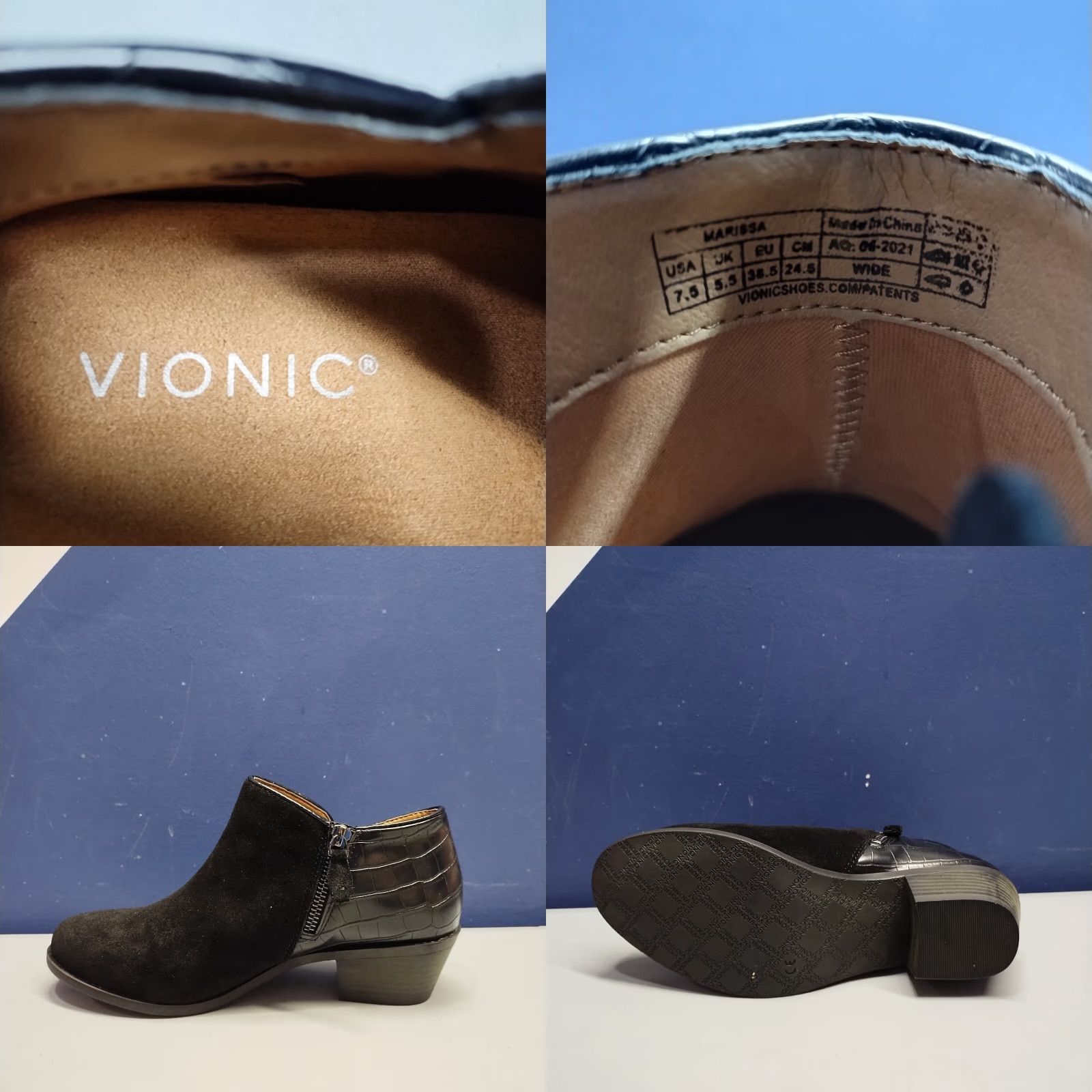 Vionic Vionic Marissa Boots Womens 7.5 Black Suede Embossed Water Repellent Wool? Size US 8 / IT 38 - 8 Thumbnail