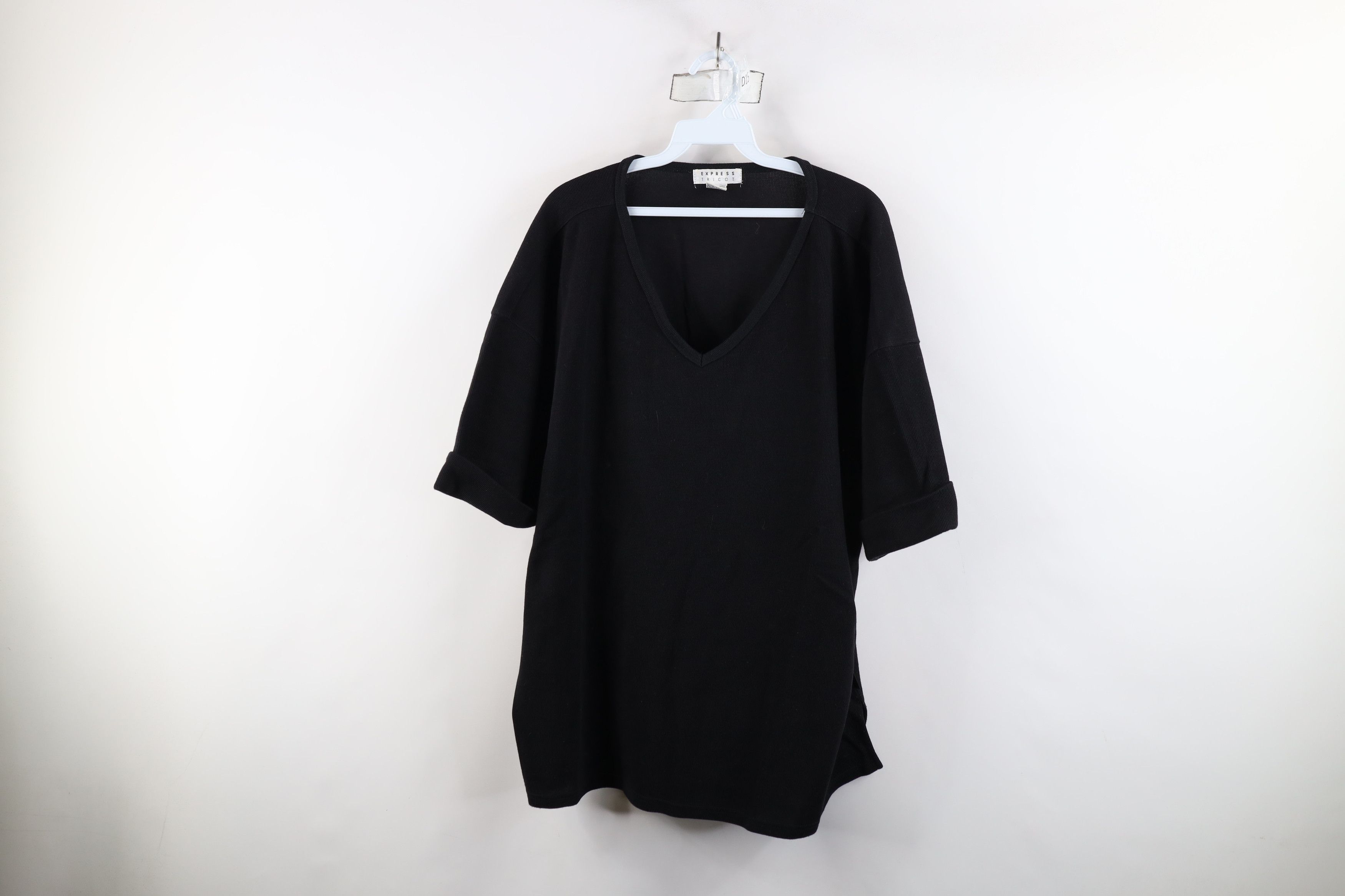 Express × Vintage Vintage 90s Express Blank Baggy Thermal Ribbed Knit T-Shirt Size L / US 10 / IT 46 - 1 Thumbnail