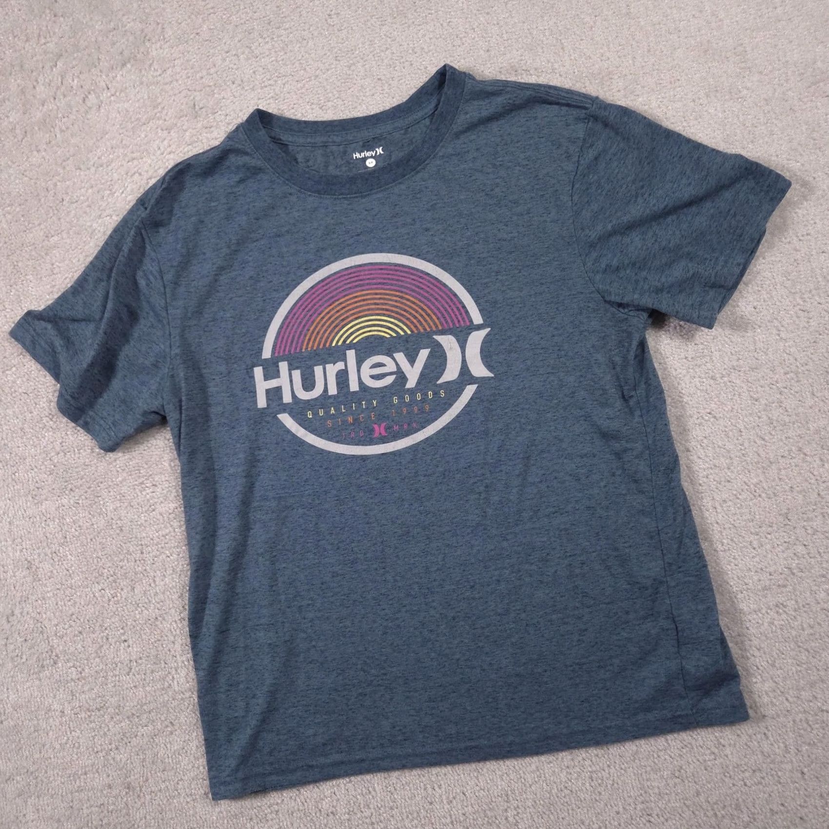 Hurley VINTAGE Hurley Shirt Mens Small Blue Circle Logo Graphic Tee Surf Retro Rainbow Tagless Tee Size US S / EU 44-46 / 1 - 2 Thumbnail