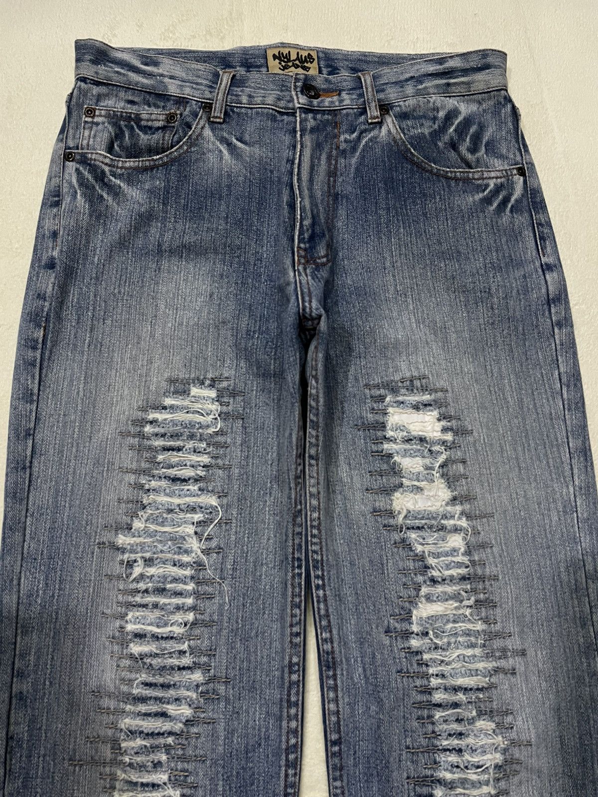 Japanese Brand Vintage Nylaus Jeans Distress Ripped Faded Denim Size US 32 / EU 48 - 2 Thumbnail