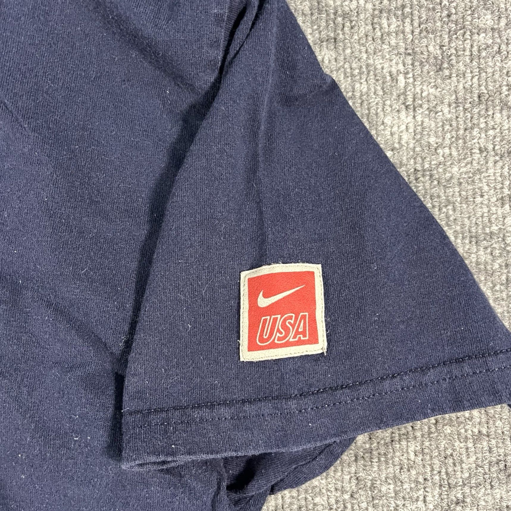 Nike VINTAGE Nike USA T-Shirt Mens XL Blue Center Swoosh Logo 90s Y2K Tee Navy Check Size US XL / EU 56 / 4 - 3 Thumbnail
