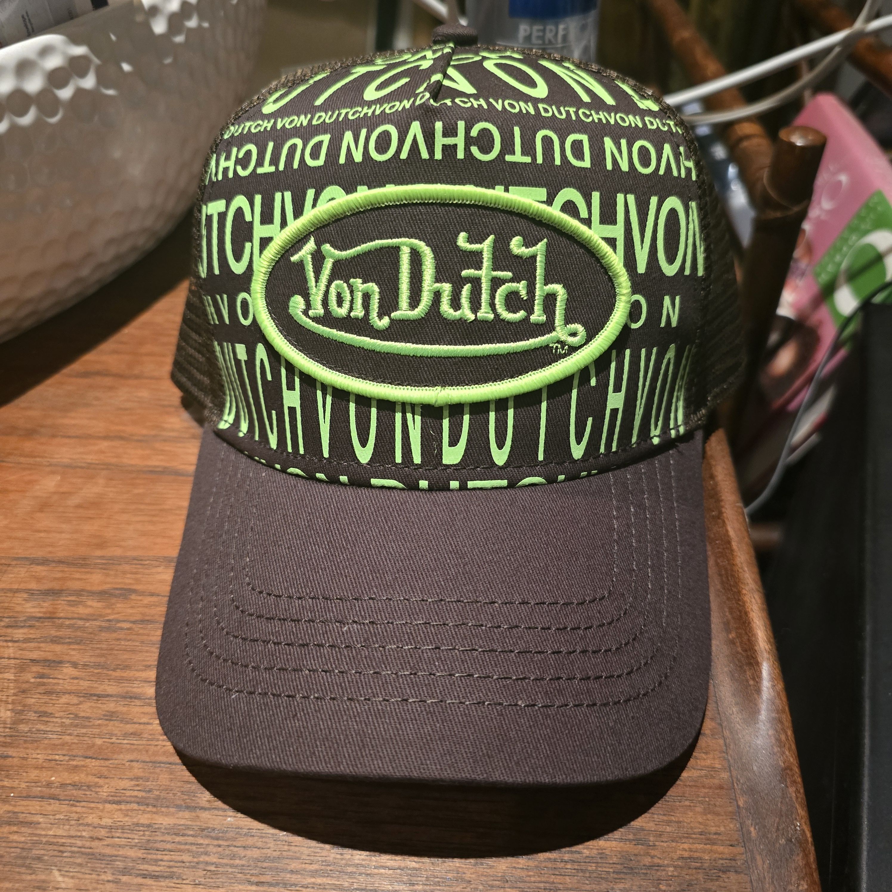 Von Dutch Von Dutch Espresso and Lime Trucker Hat Size ONE SIZE - 1 Thumbnail