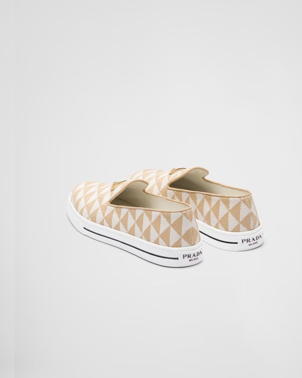 Prada o1w1db11124 Embroidered Fabric Slip Ons in White/Beige Size US 10 / IT 40 - 4 Thumbnail