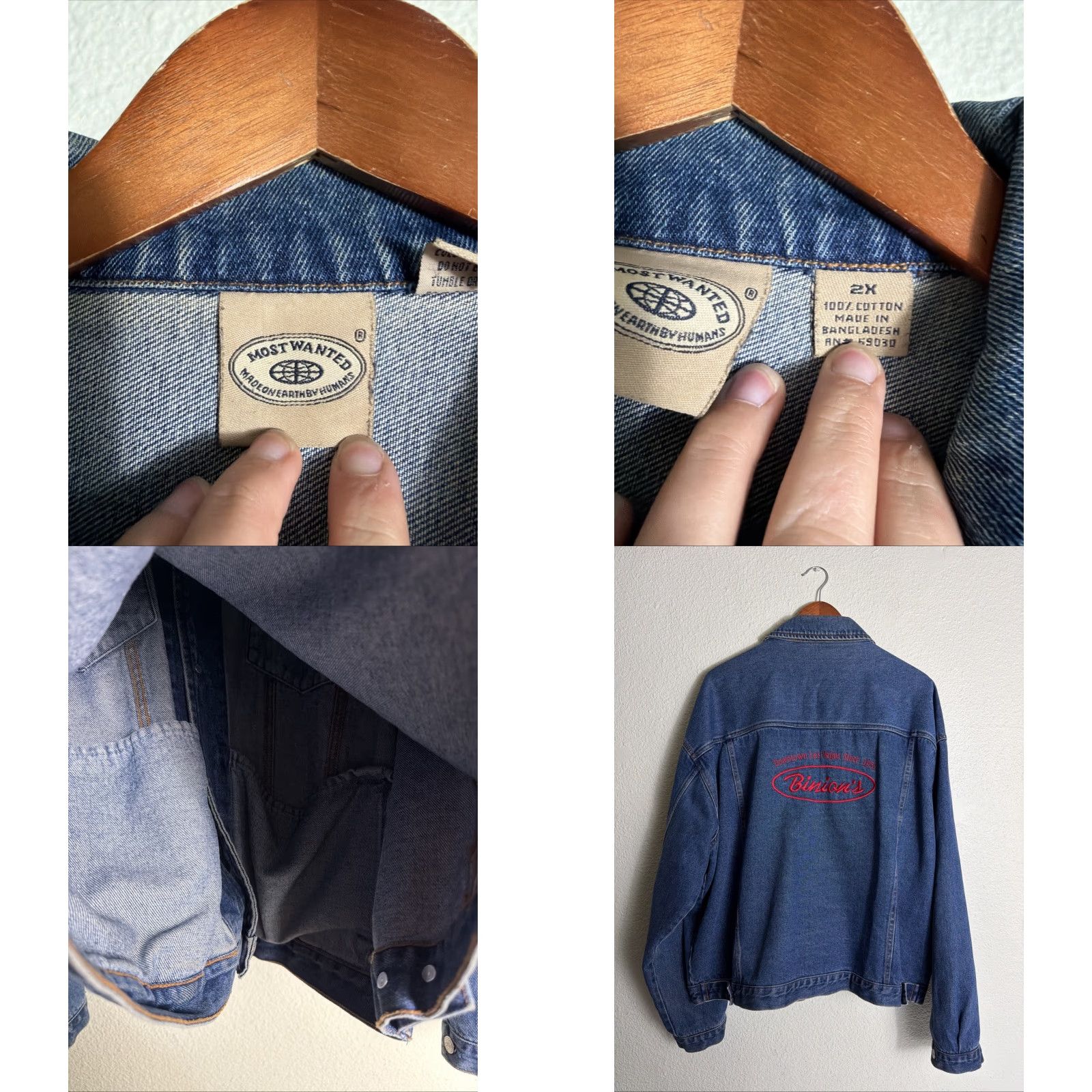 Denime VINTAGE Binion’s Las Vegas Denim Jacket Mens 2XL Bomber Blue Denim Gambling Hall Hotel Size US XXL / EU 58 / 5 - 9 Thumbnail