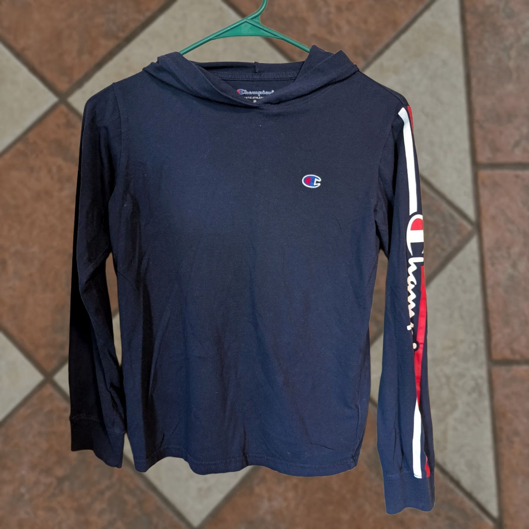 Champion Champion Hoodie Long Sleeve Crew Neck Logo Navy Blue Unisex Adults Medium Size US M / EU 48-50 / 2 - 1 Thumbnail
