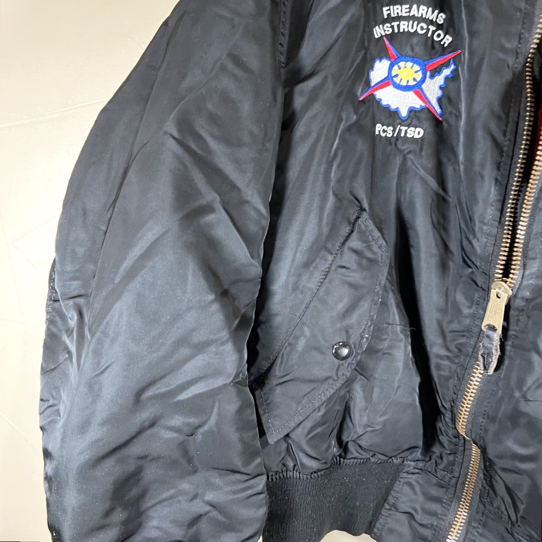 Vintage Vtg Bomber Jacket Embroidered Firearms Instructor Jacket Sz L Black Size US L / EU 52-54 / 3 - 6 Thumbnail