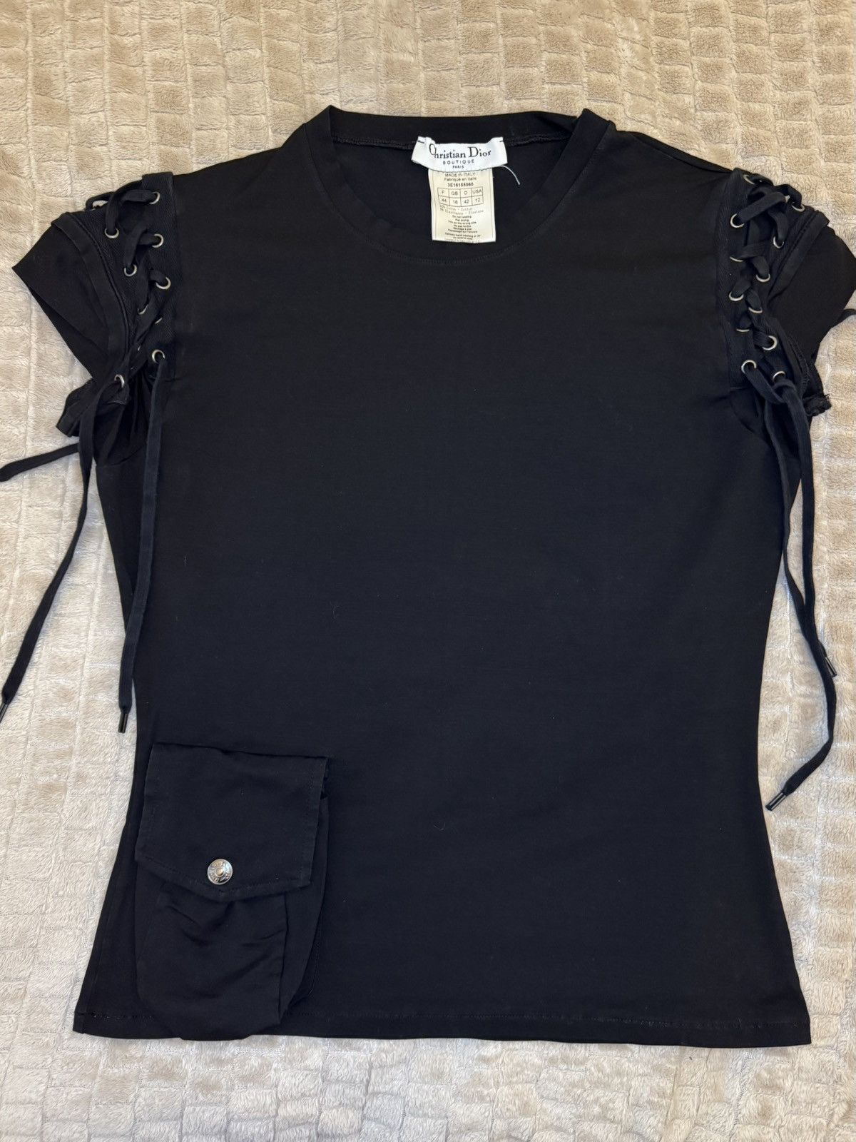 Christian Dior Monsieur Christian Dior by John Galliano black lace-up t-shirt Size S / US 4 / IT 40 - 1 Thumbnail
