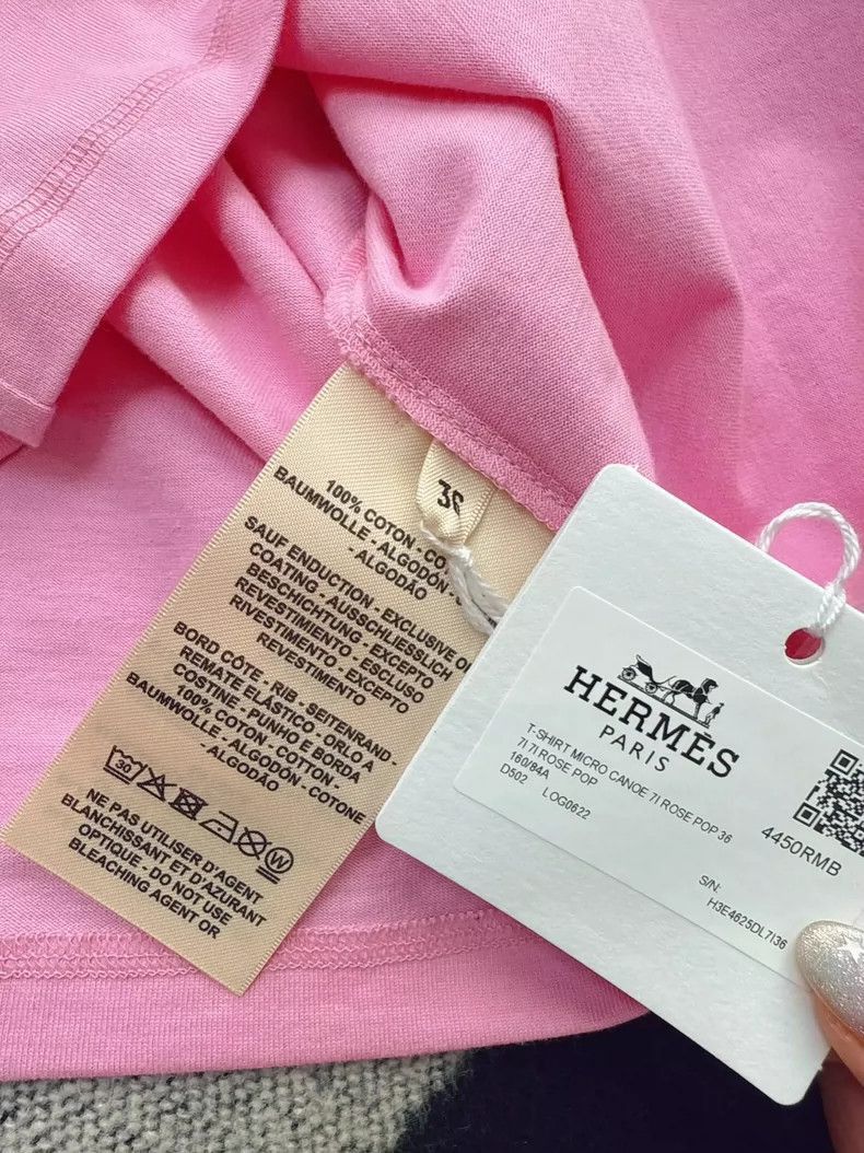 Hermes Hermes Pink Short Sleeve TShirt with Logo-2506 Size S / US 4 / IT 40 - 5 Thumbnail