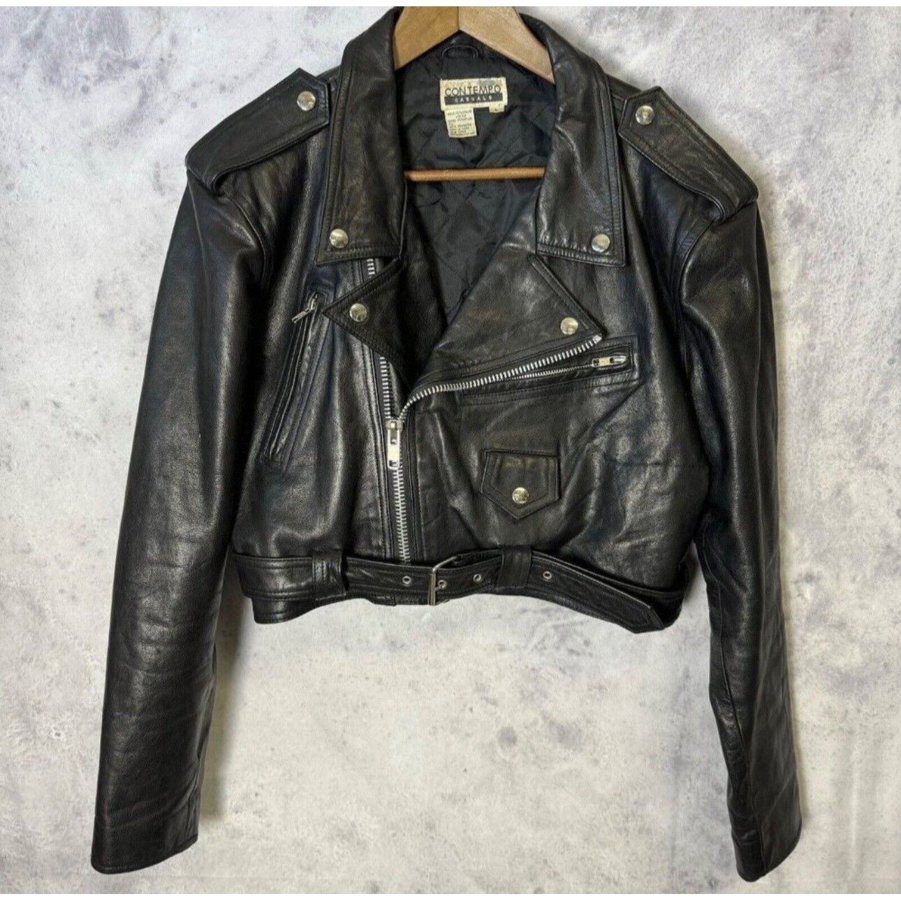 Vintage Vintage 90s Contempo Casuals Leather Jacket Crop Motorcycle ...