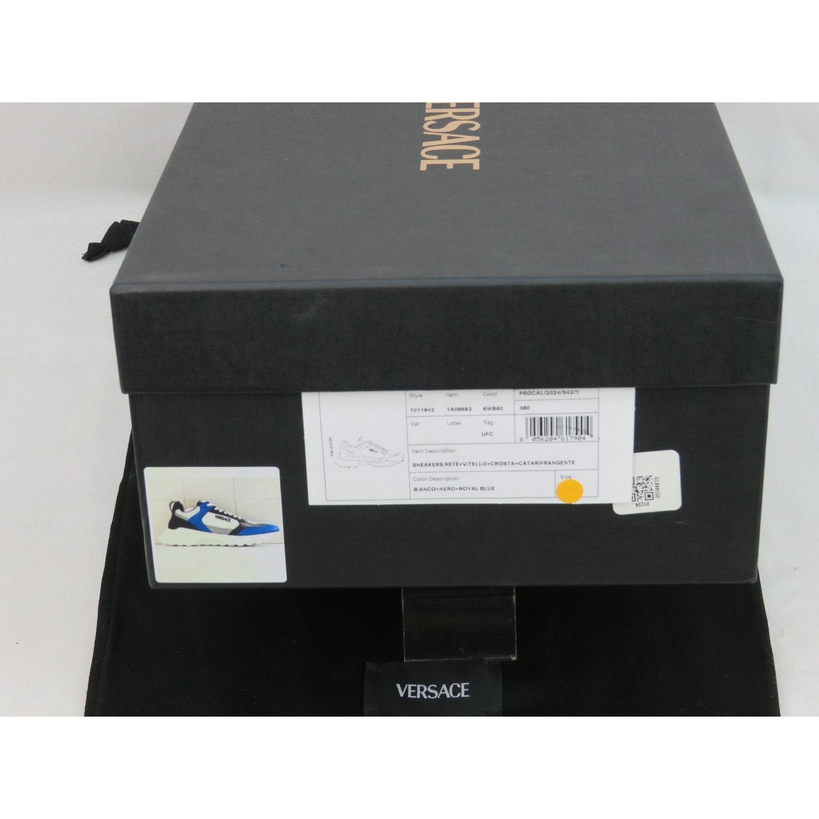 Versace VERSACE BLUE WHITE LEATHER MEDUSA HEAD PLATFORM SNEAKERS 45 Size US 12 / EU 45 - 13 Thumbnail