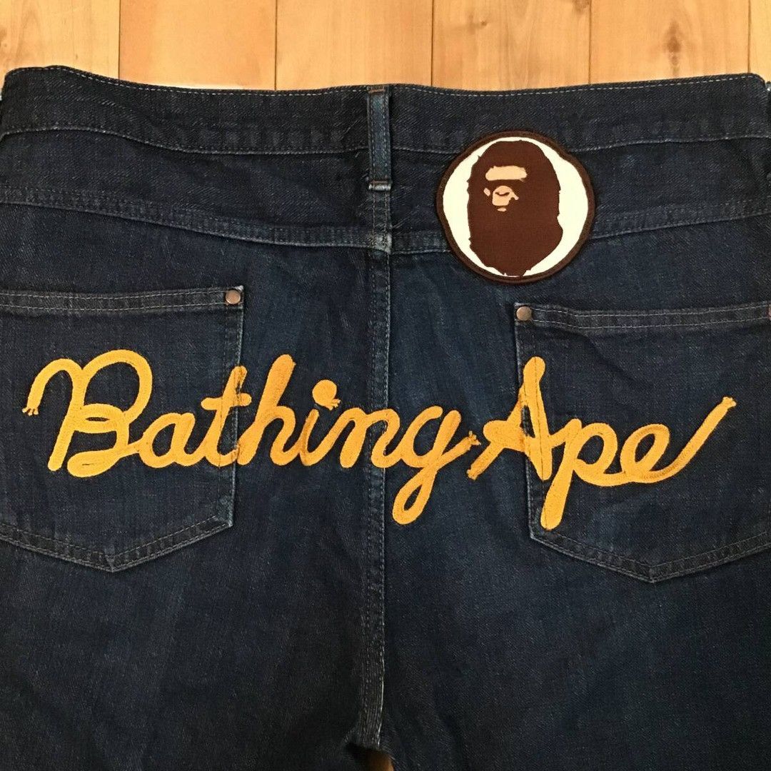 Bape BAPE Logo Embroidered Denim Shorts a bathing ape ★size L Size US 34 / EU 50 - 3 Thumbnail