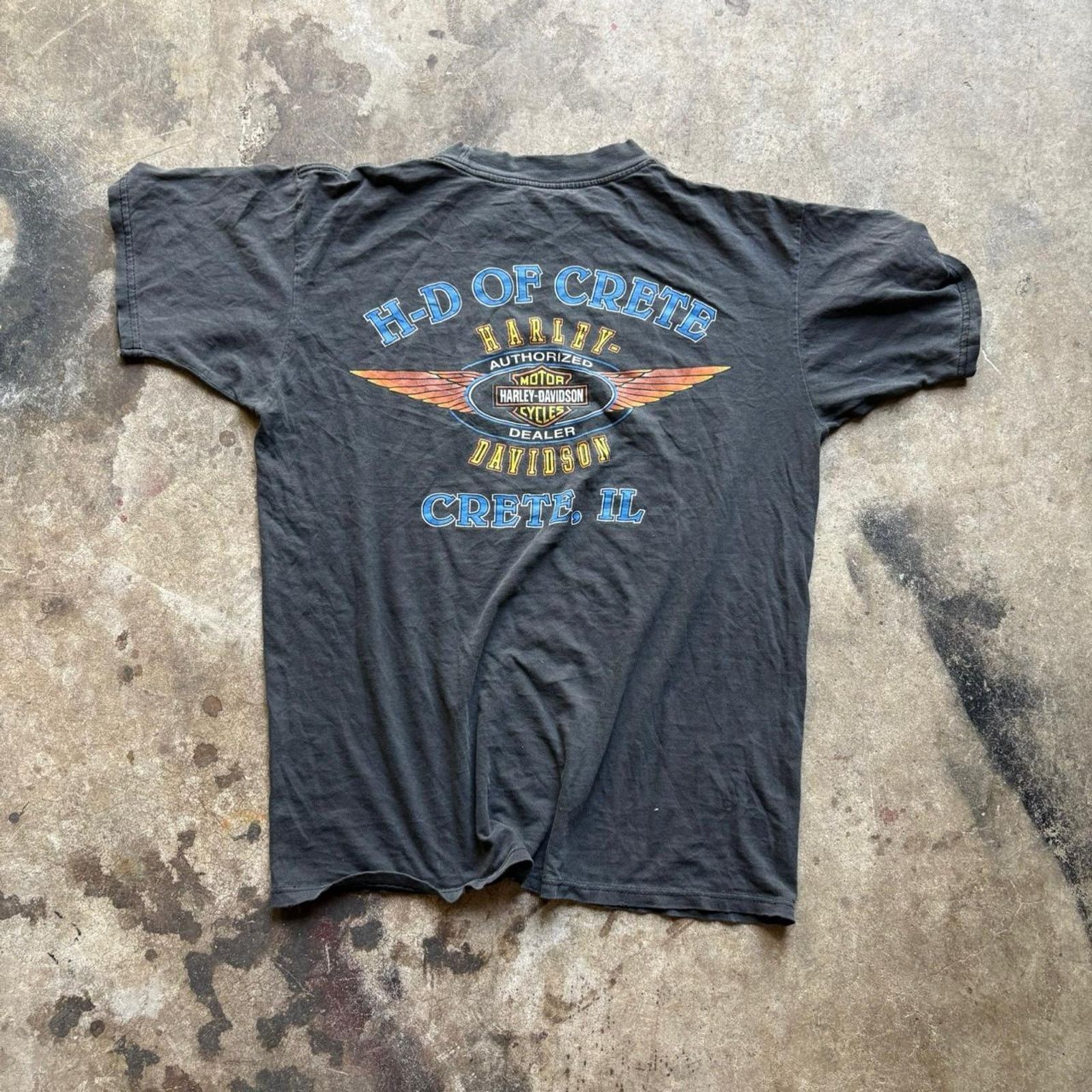 Harley Davidson Vintage 2000 harley davidson black eagle flame faded t shirt Size US XL / EU 56 / 4 - 3 Thumbnail