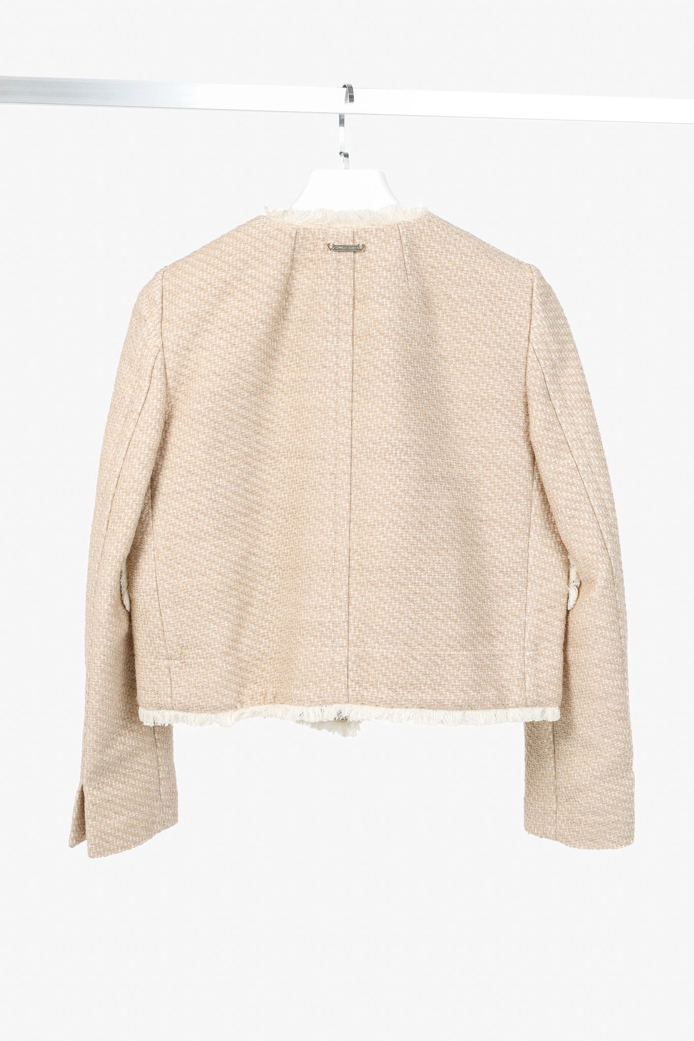 TWINSET Twinset Taupe Cotton-Blend Tweed Frog-Fastener Jacket Size M / US 6-8 / IT 42-44 - 2 Thumbnail