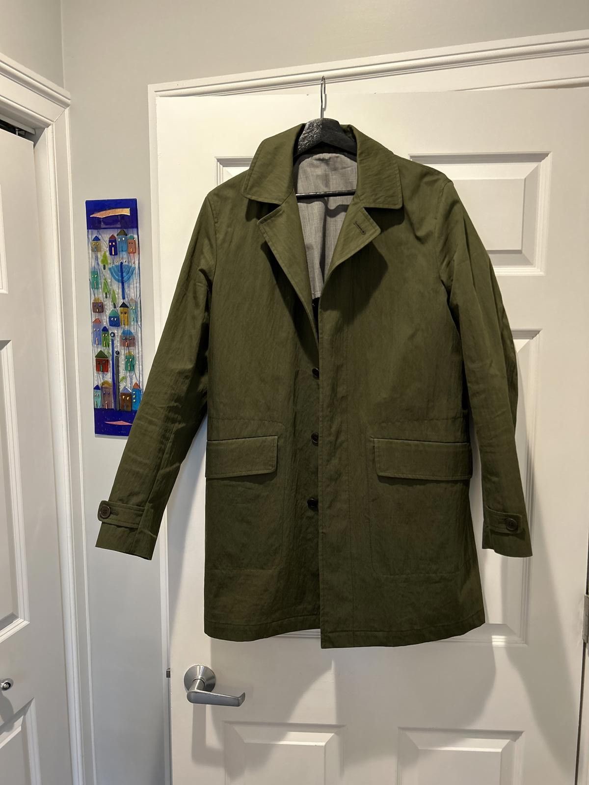 Charles Tyrwhitt Men's Olive Green Trench Coat Size 38R