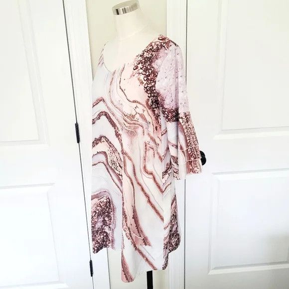Vacation Marble Print V-Neck Coverup Beach Gift Party Spring Summer Size S / US 4 / IT 40 - 4 Thumbnail