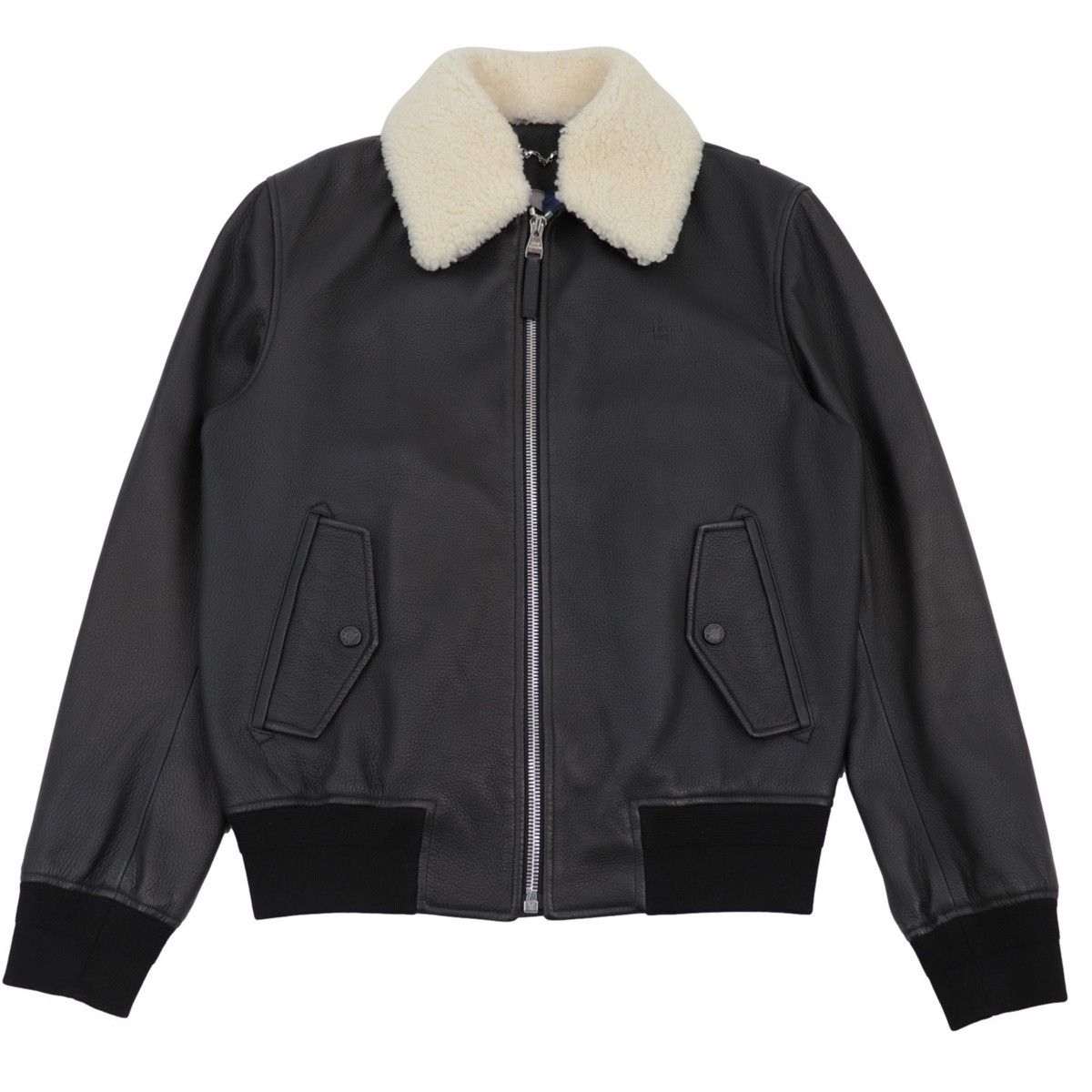 image of Louis Vuitton Shearling Leather Jacket in Black, Men's (Size Medium)