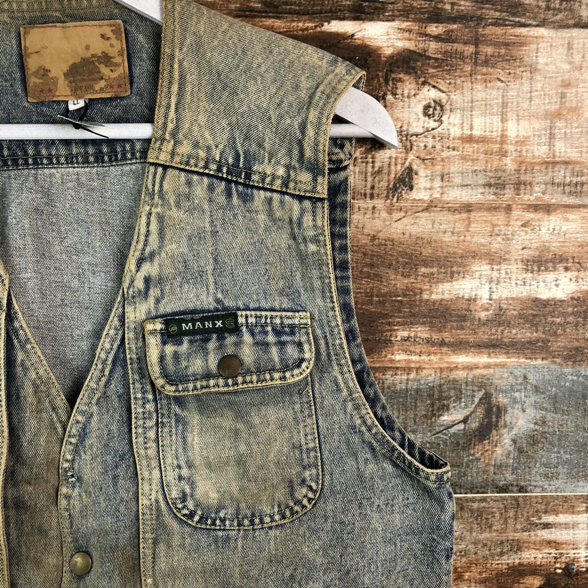 Japanese Brand Manx Blue Denim vintage Jacket Vest #A2511 Size US XL / EU 56 / 4 - 8 Thumbnail