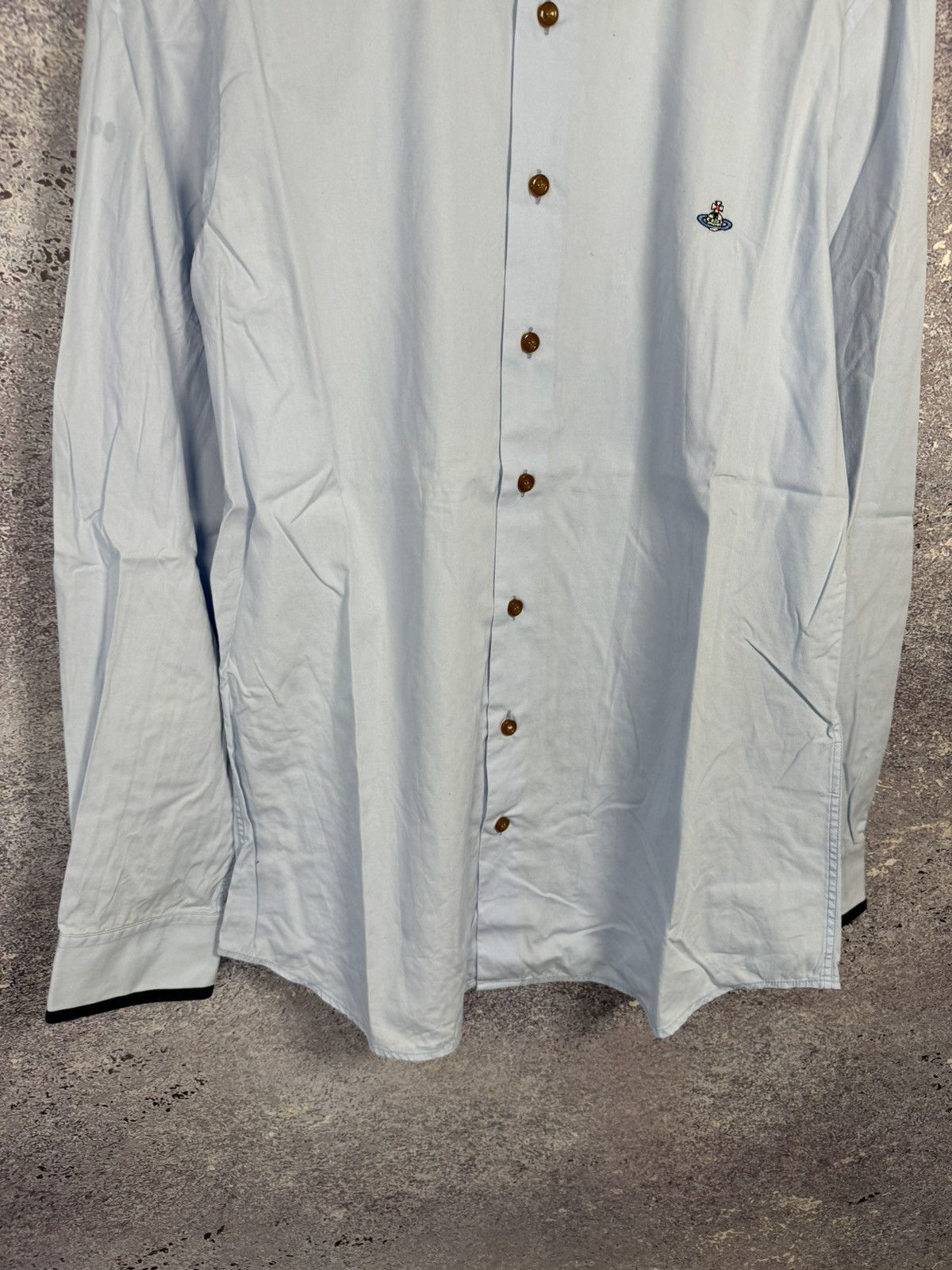 Vintage × Vivienne Westwood Blue Vivienne Westwood 3 Button Krall Shirt Orb Embroidery Size US XL / EU 56 / 4 - 4 Thumbnail