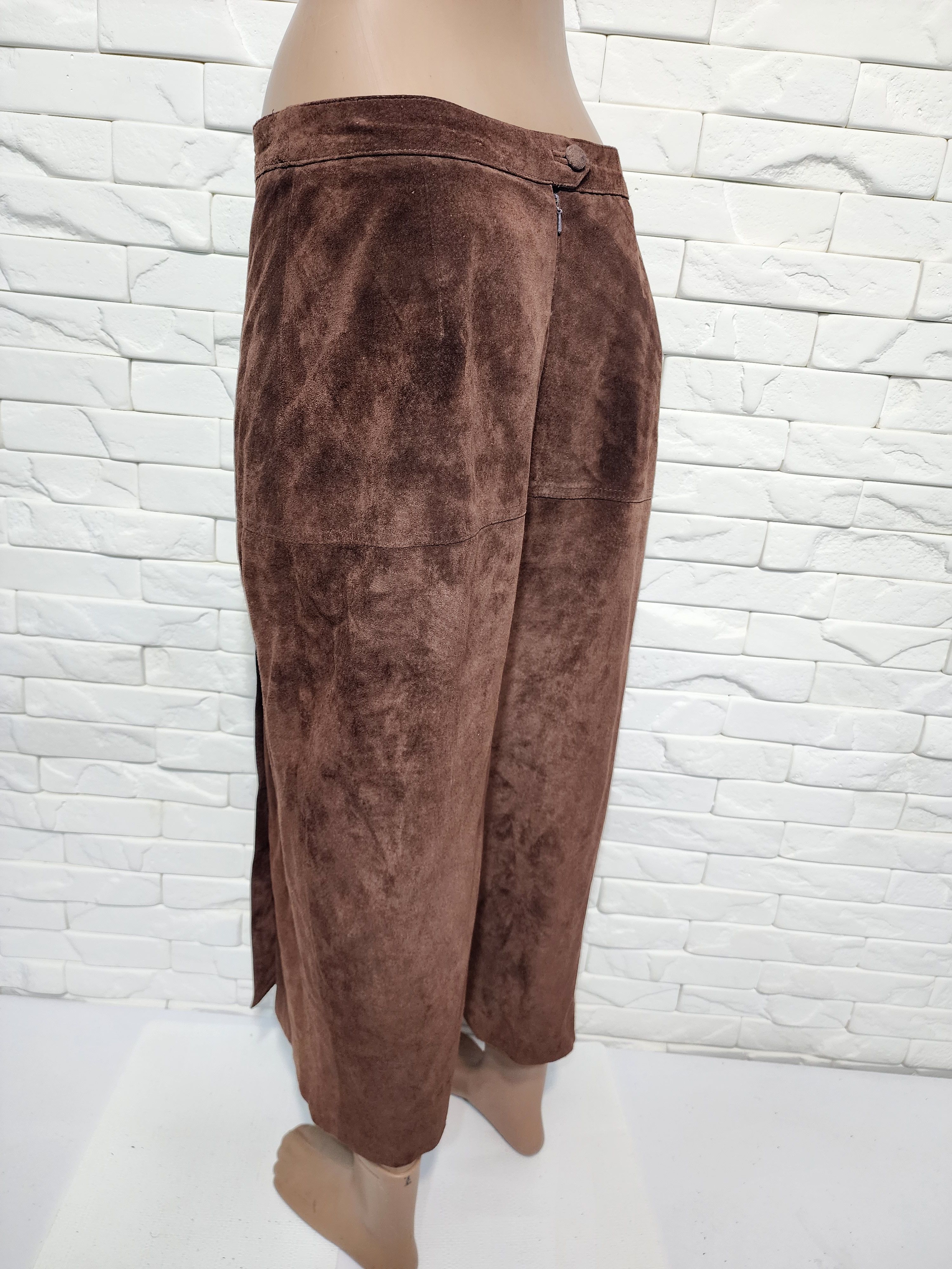 Genuine Leather Brown Suede Leather Skirt Size 30" / US 8 / IT 44 - 6 Thumbnail