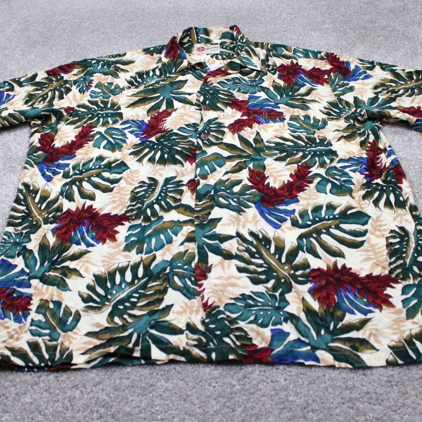 Hilo Hattie Hilo Hattie Shirt Mens 2XL Floral Rayon Button-Up Short Sleeve Green Tan Red Core Casual Hawaiian Size US XXL / EU 58 / 5 - 2 Thumbnail