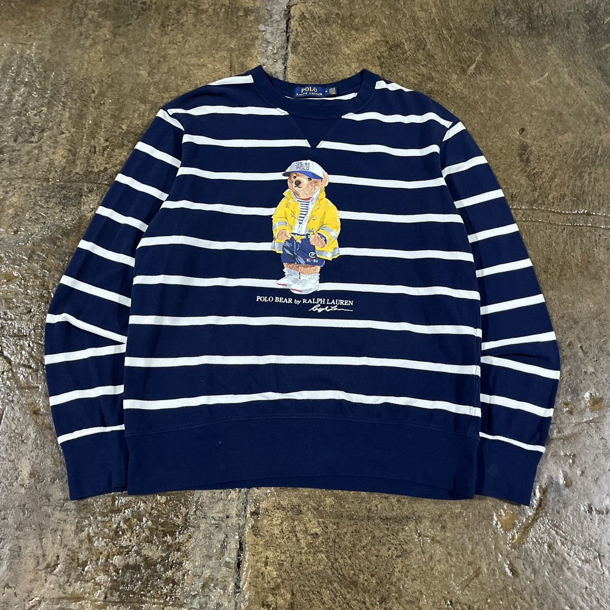 Polo Ralph Lauren × Vintage Polo Ralph Lauren CP 93 Sailor Bear Striped Longsleeve Shirt Size US M / EU 48-50 / 2 - 2 Thumbnail