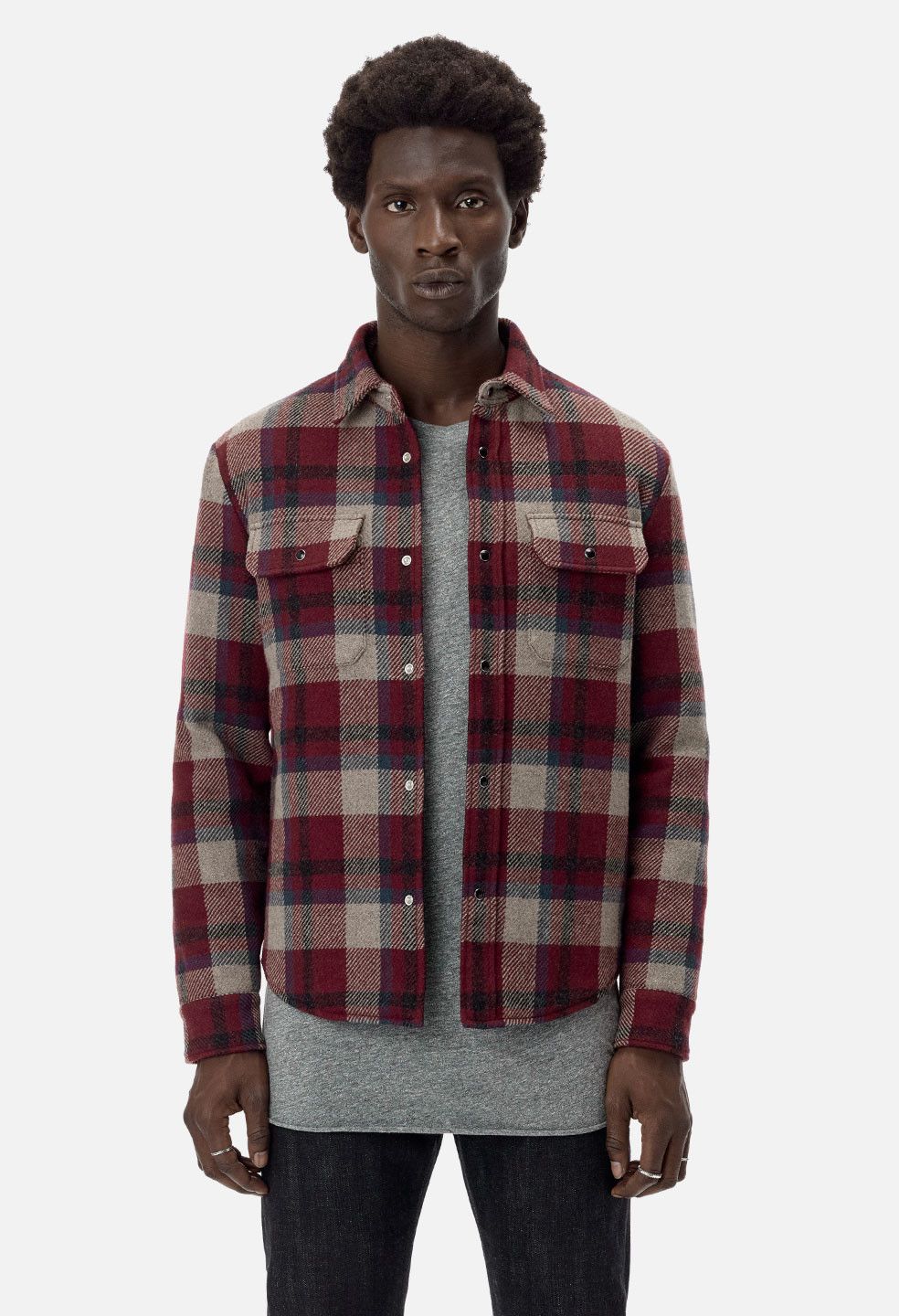 John Elliott John Elliott Jupiter Overshirt Medium Burgundy X Navy Size US M / EU 48-50 / 2 - 10 Thumbnail