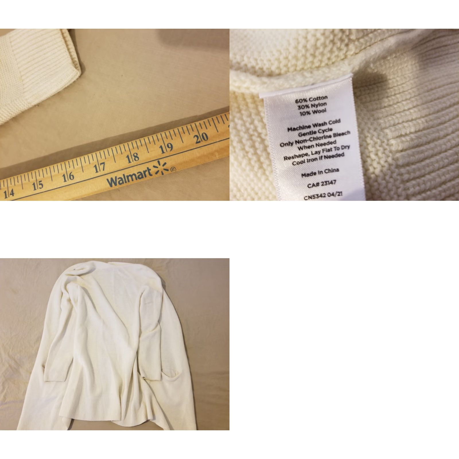 Talbots Womens Talbots Cardigan Sweater S Small Ivory Cotton Wool Jacket Cream Size S / US 4 / IT 40 - 8 Thumbnail