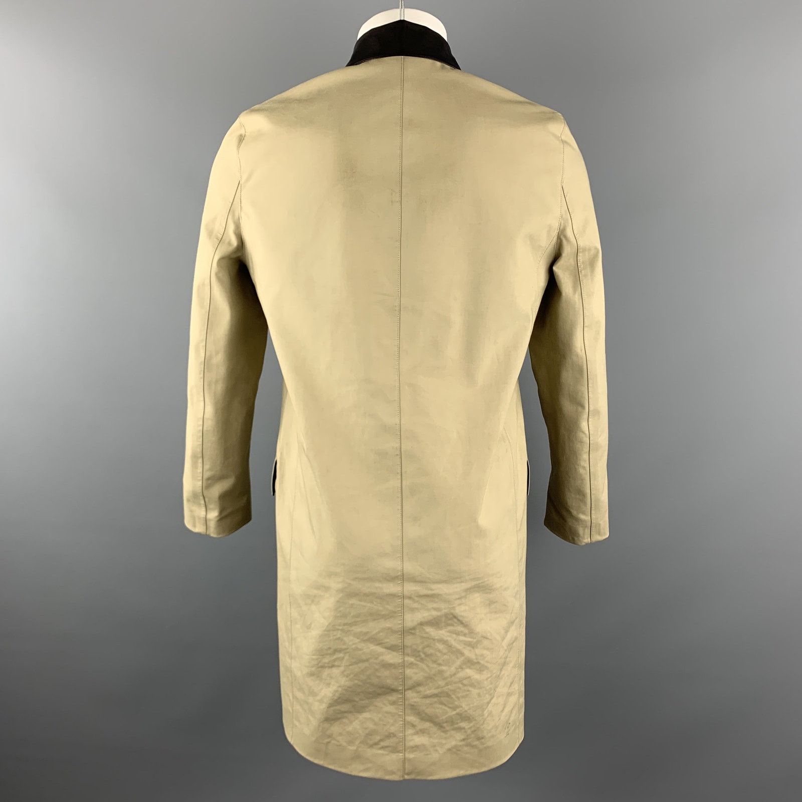 Balenciaga 38 Khaki Mixed Materials Coated Double Breasted Cotton Coat Size US S / EU 44-46 / 1 - 4 Thumbnail