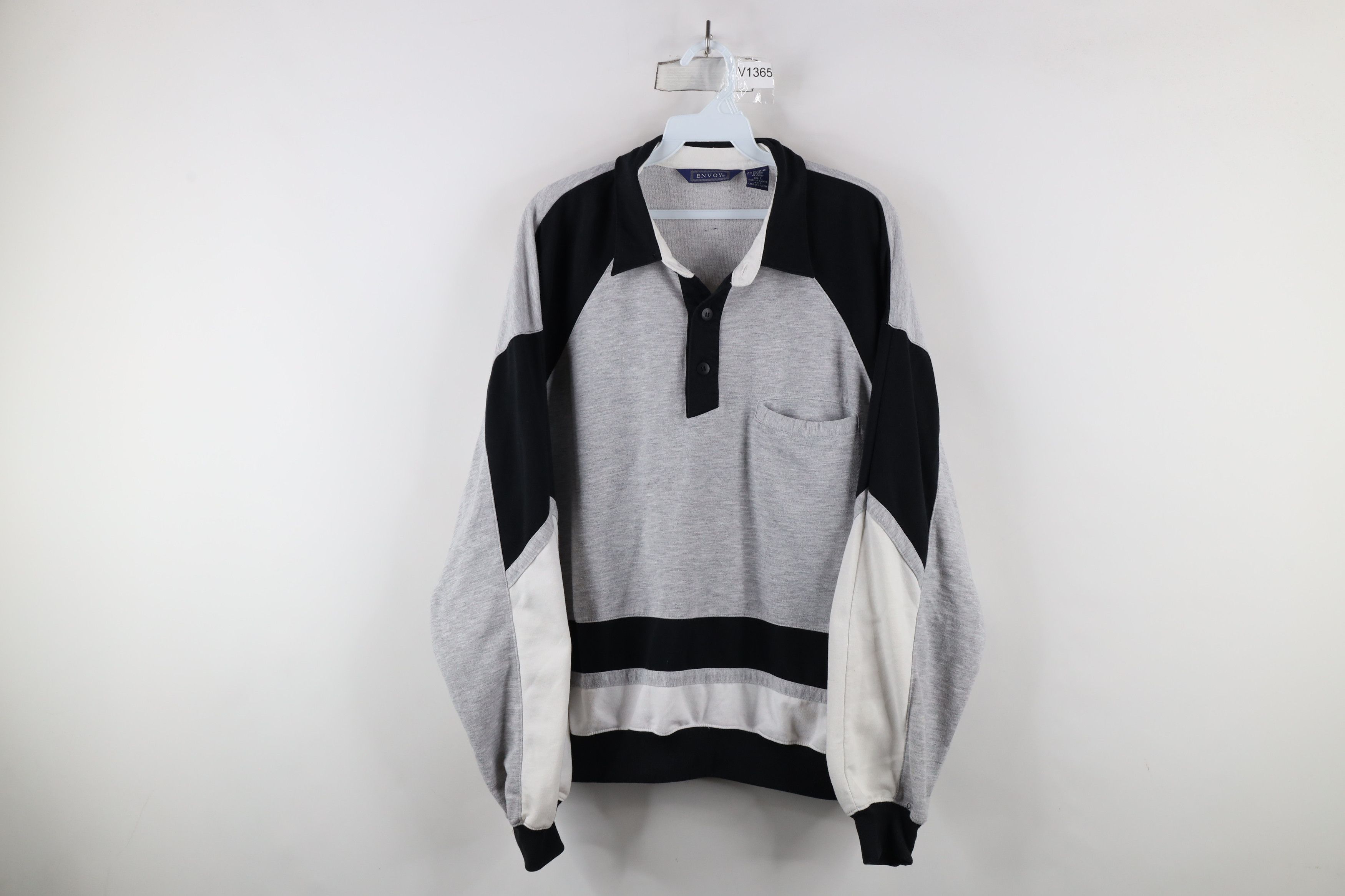 Vintage Vintage 90s Streetwear Block Collared Pullover Polo Shirt Size US L / EU 52-54 / 3 - 1 Thumbnail