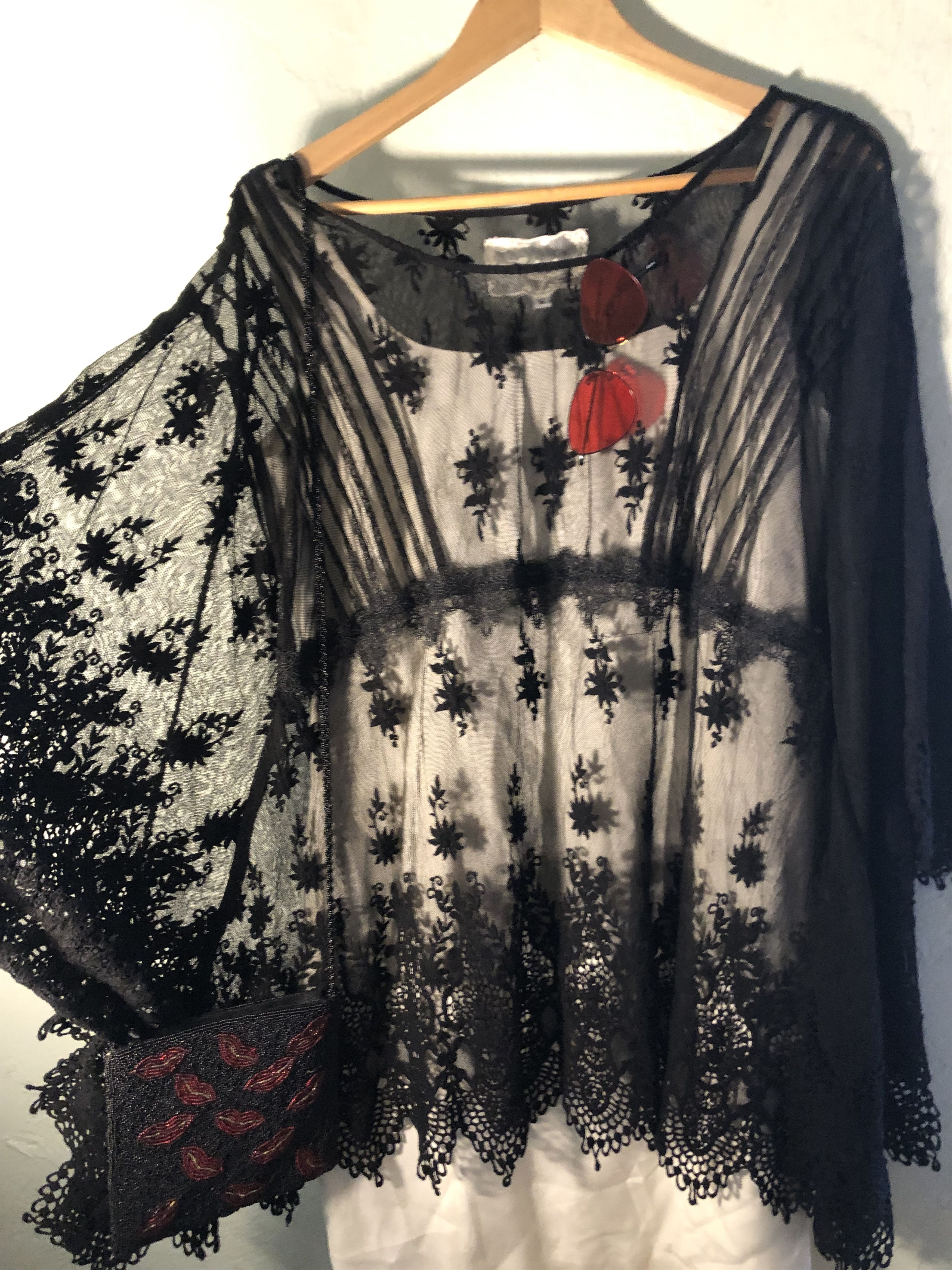 Johnny Was NWT! ($278) Whimsical Johnny Was Black Blouse Size M / US 6-8 / IT 42-44 - 7 Thumbnail
