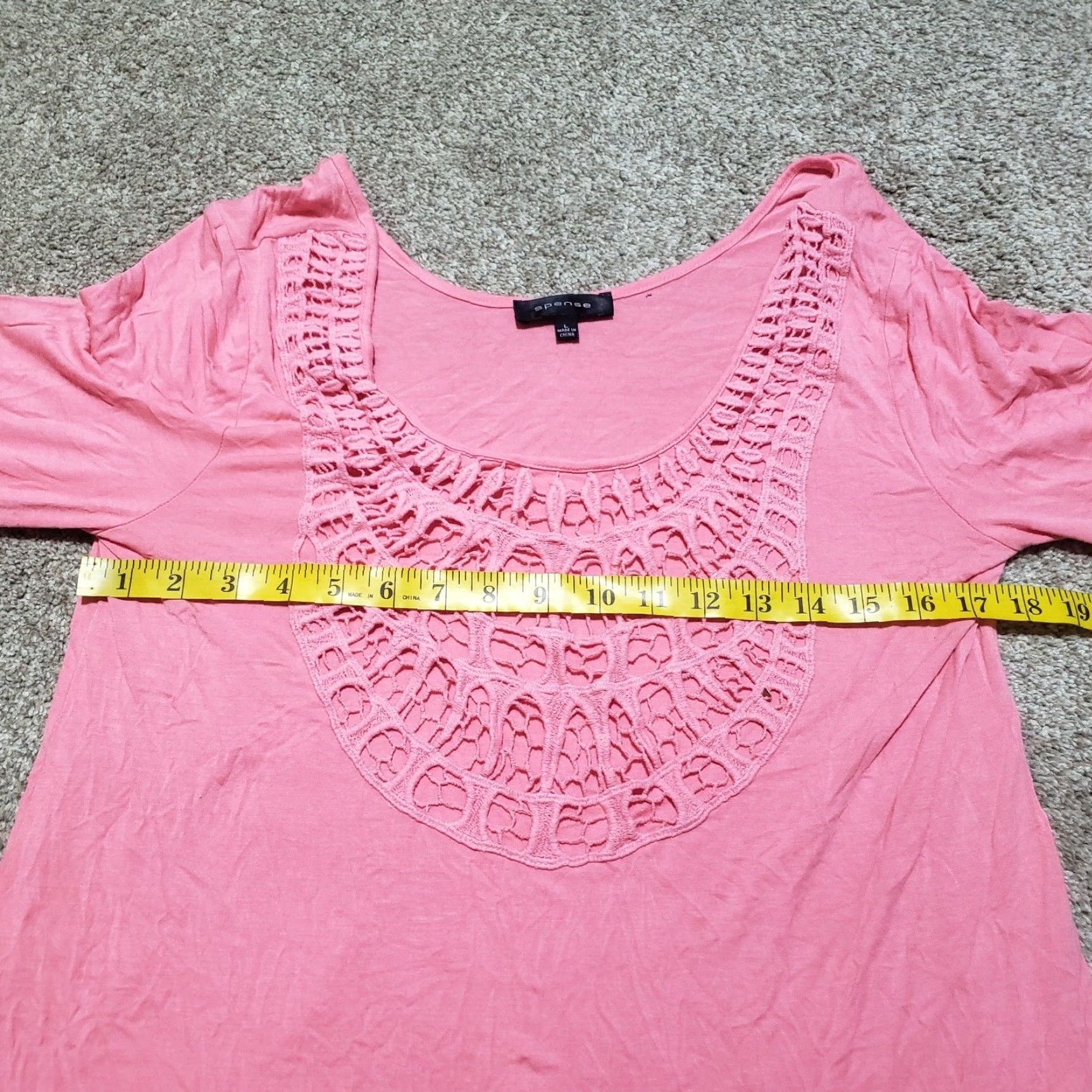 Pinko Spense Shirt Blouse Women's L Coral Crochet Tie- Neck Knit Flowy Tunic Casual Vintage: No Size L / US 10 / IT 46 - 4 Thumbnail