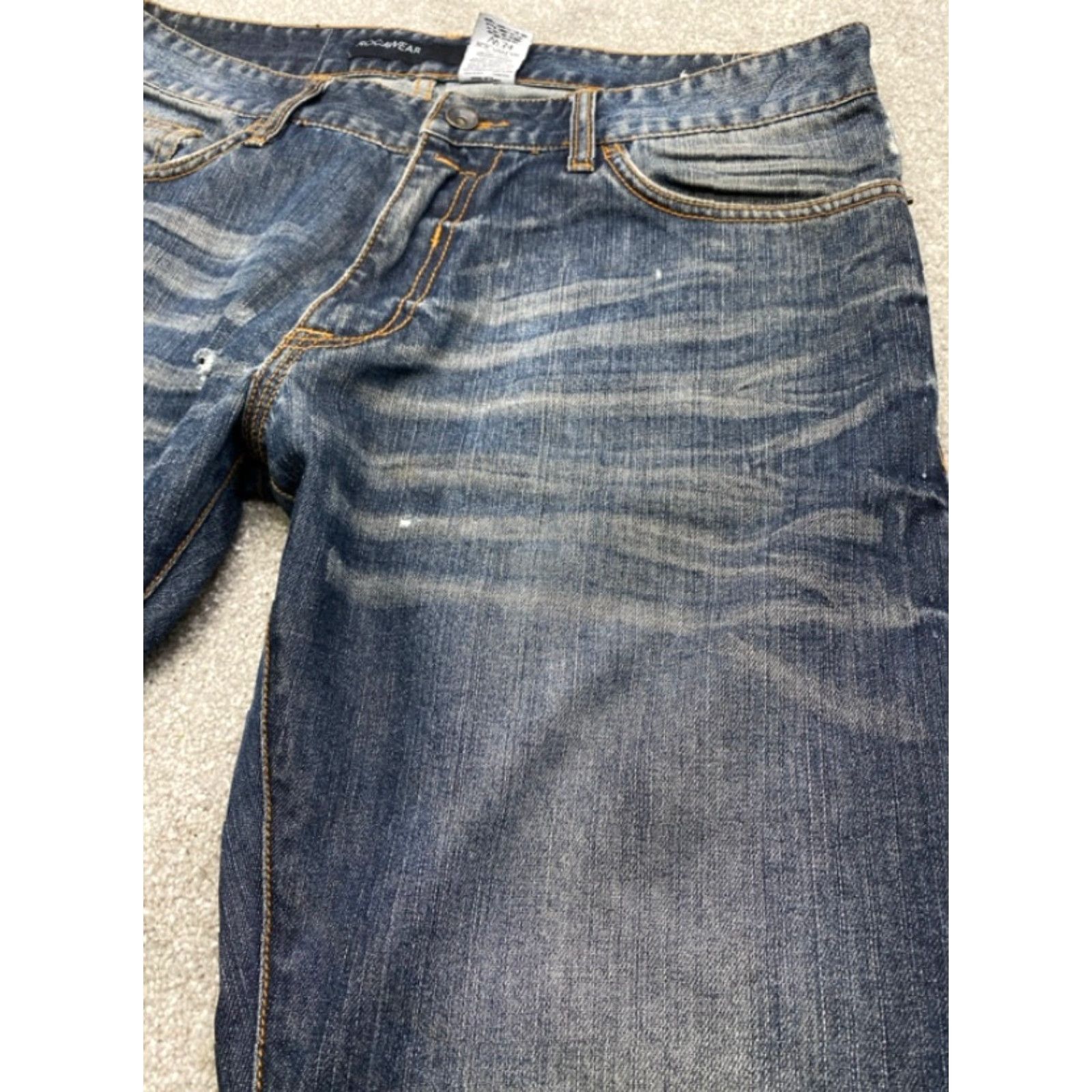Rocawear Rocawear Jeans Mens 34x32 Blue Denim Straight Fit Distressed 100% Cotton 5538 Jeans Mens Regular 5-Pocket 90s Hip Hop Style Size US 34 / EU 50 - 5 Thumbnail