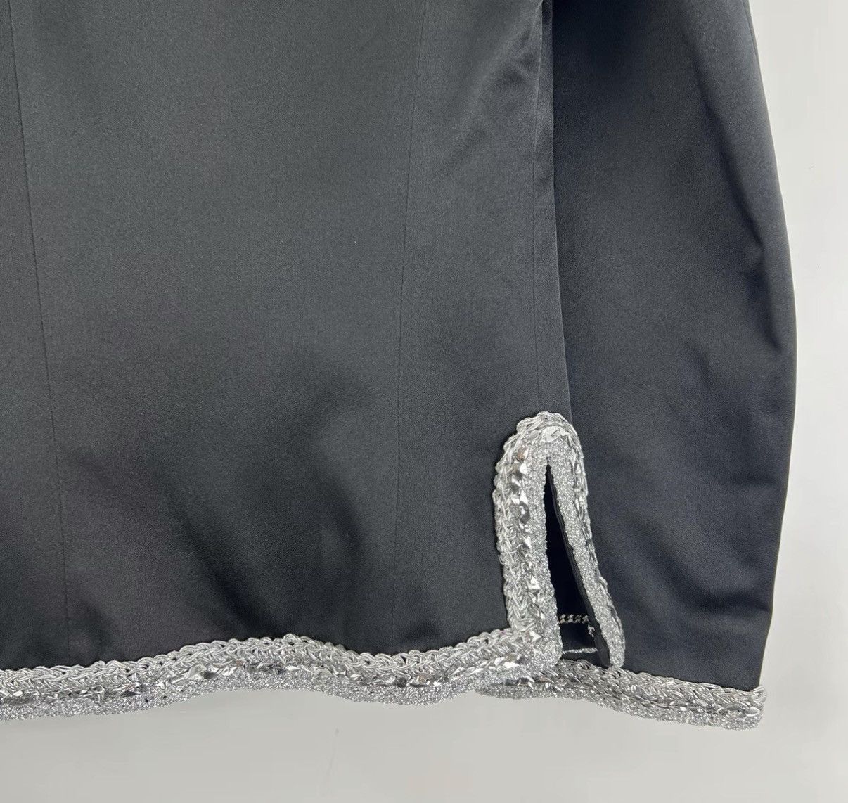 Chanel Chanel Roof Series Black-Silver Spliced Satin Coat K12 Size XXS / US 00 / IT 34 - 7 Thumbnail