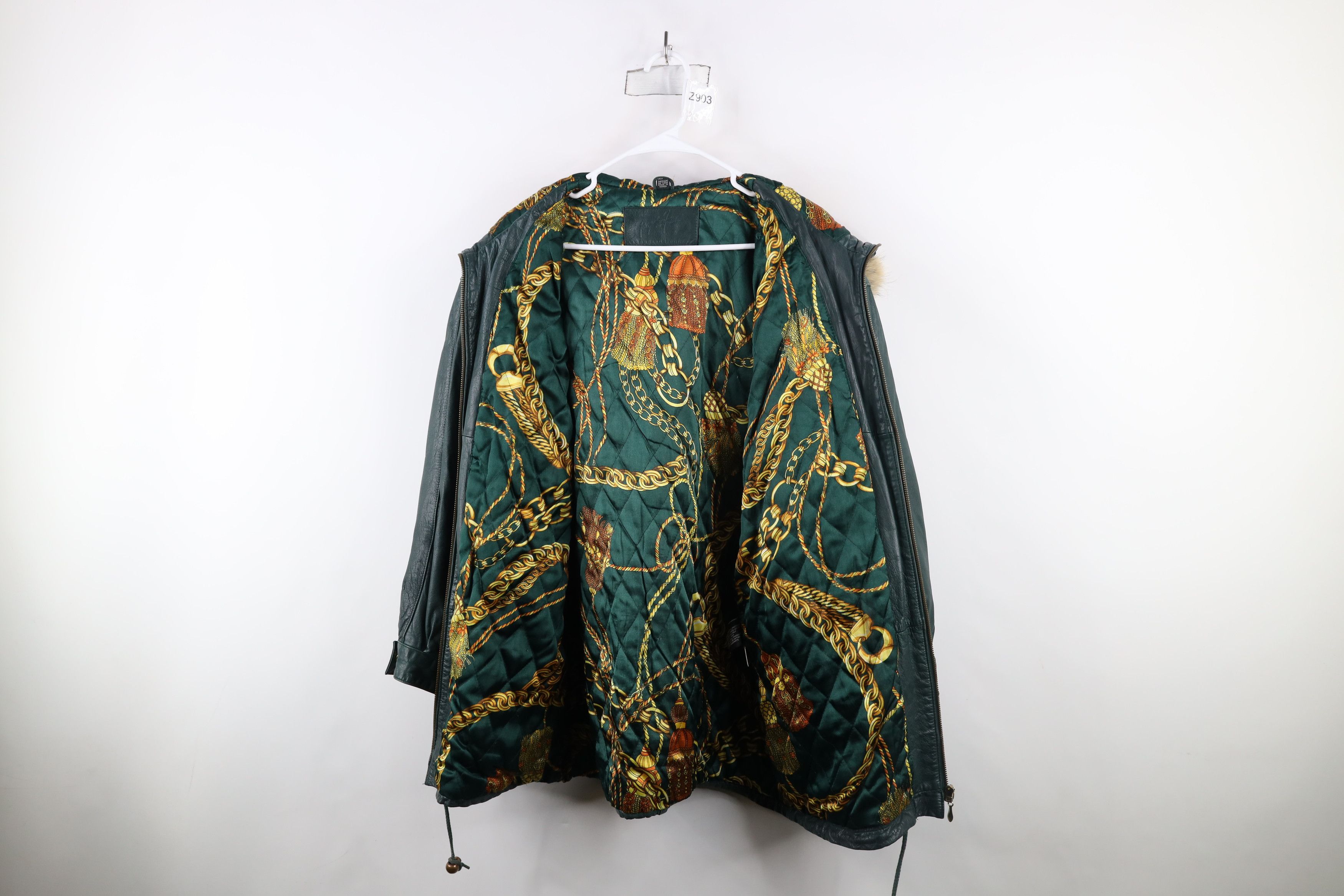 Vintage Vintage 90s Streetwear Fur Trim Hooded Cape Leather Jacket Size M / US 6-8 / IT 42-44 - 9 Thumbnail