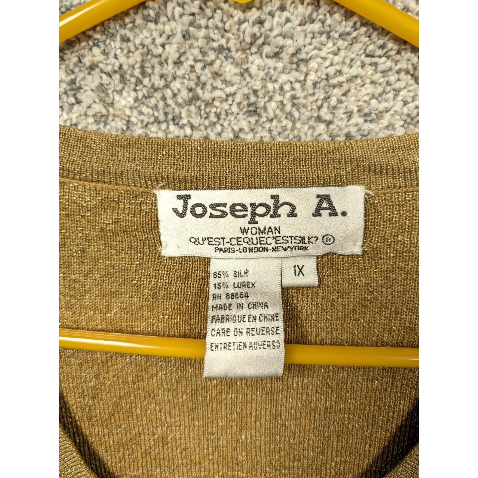 Vintage Joseph A Sweater Women 1X Gold Silk Lurex Office Chic Party New Years Holiday Timeless Christmas Classic Retro Womens Size XL / US 12-14 / IT 48-50 - 5 Thumbnail