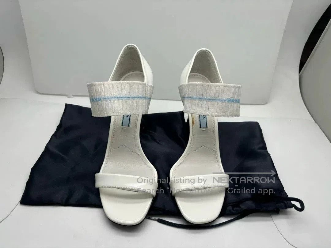 Prada Prada White Patent Leather Heeled Sandals. Size US 4 / IT 34 - 1 Thumbnail