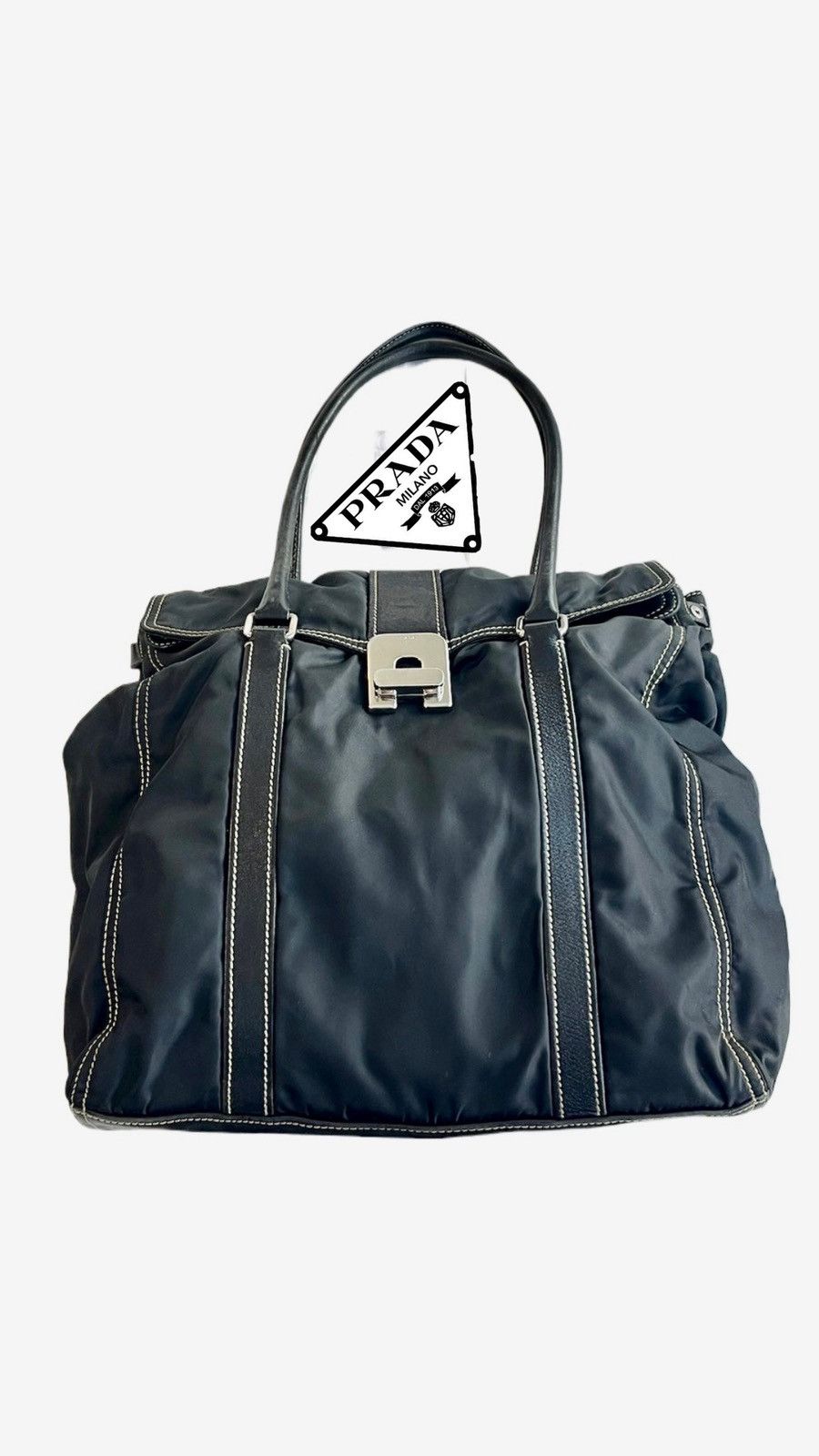 Prada × Vintage Prada Twist Tessuto Tote Bag Size ONE SIZE - 1 Thumbnail
