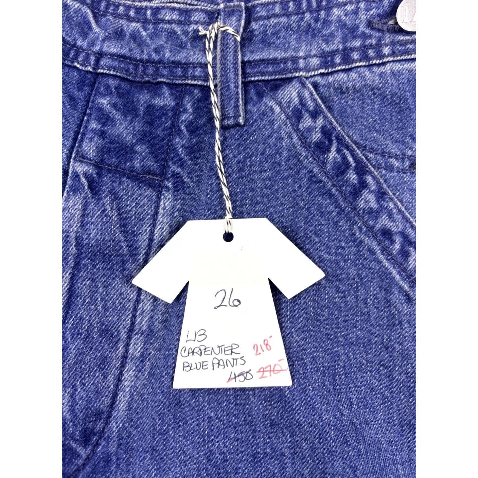 Vintage Laurence Bras Jeans Pants Women's 26x30 Denim Blue Wide-Leg Carpenter Button Closure Regular Inseam 30 Size 26" / US 2 / IT 38 - 5 Thumbnail