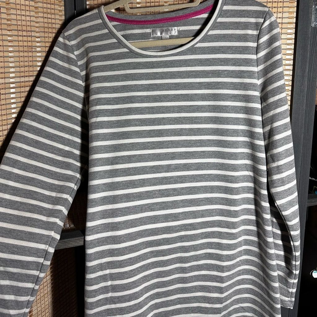 Kendrick Lamar Kenar Gray and White Striped "Sweatshirt" Dress Size L / US 10 / IT 46 - 3 Thumbnail