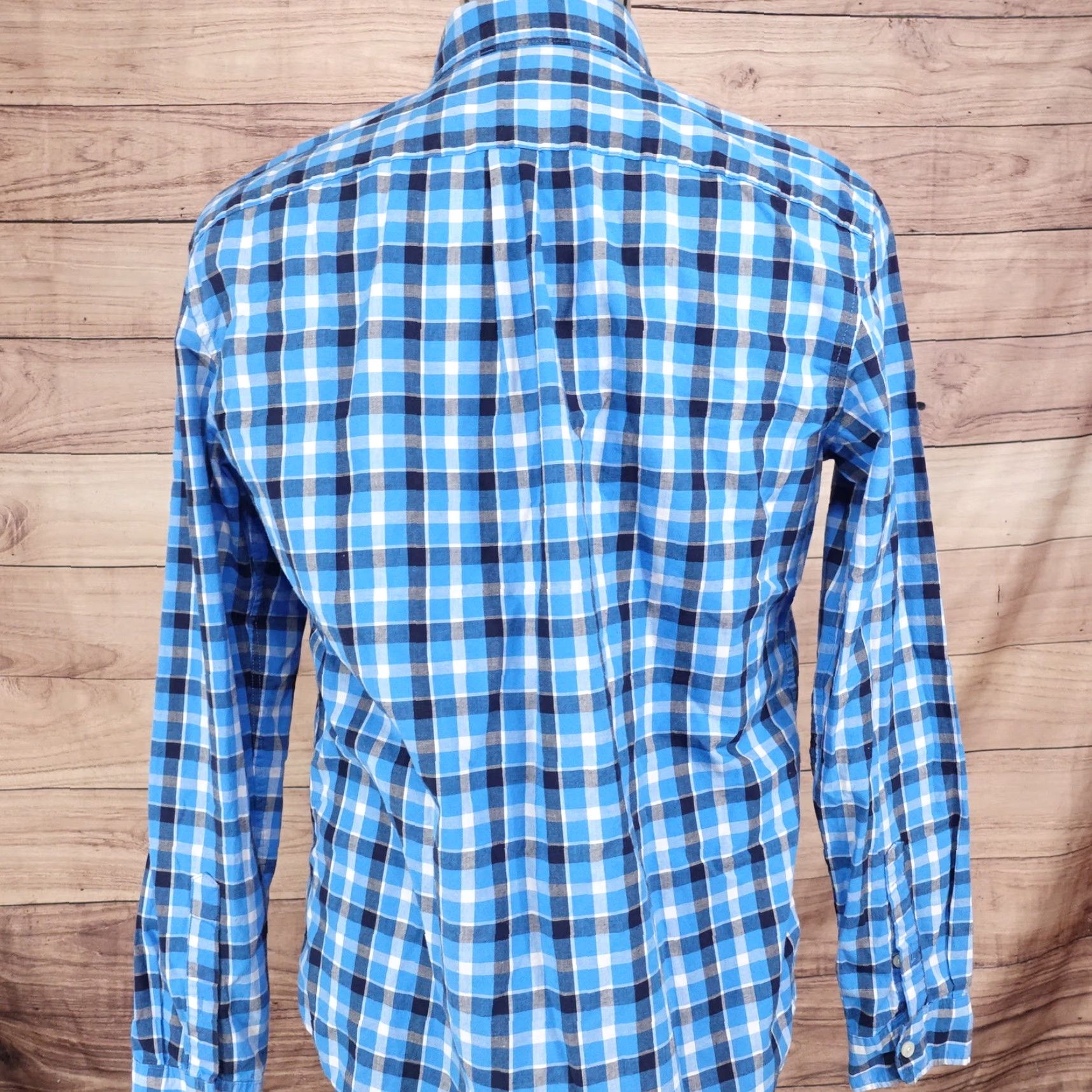 Gap GAP Blue Check Button-Up Shirt Mens Medium Standard Fit Long Sleeve Collared Cotton Size US M / EU 48-50 / 2 - 4 Thumbnail