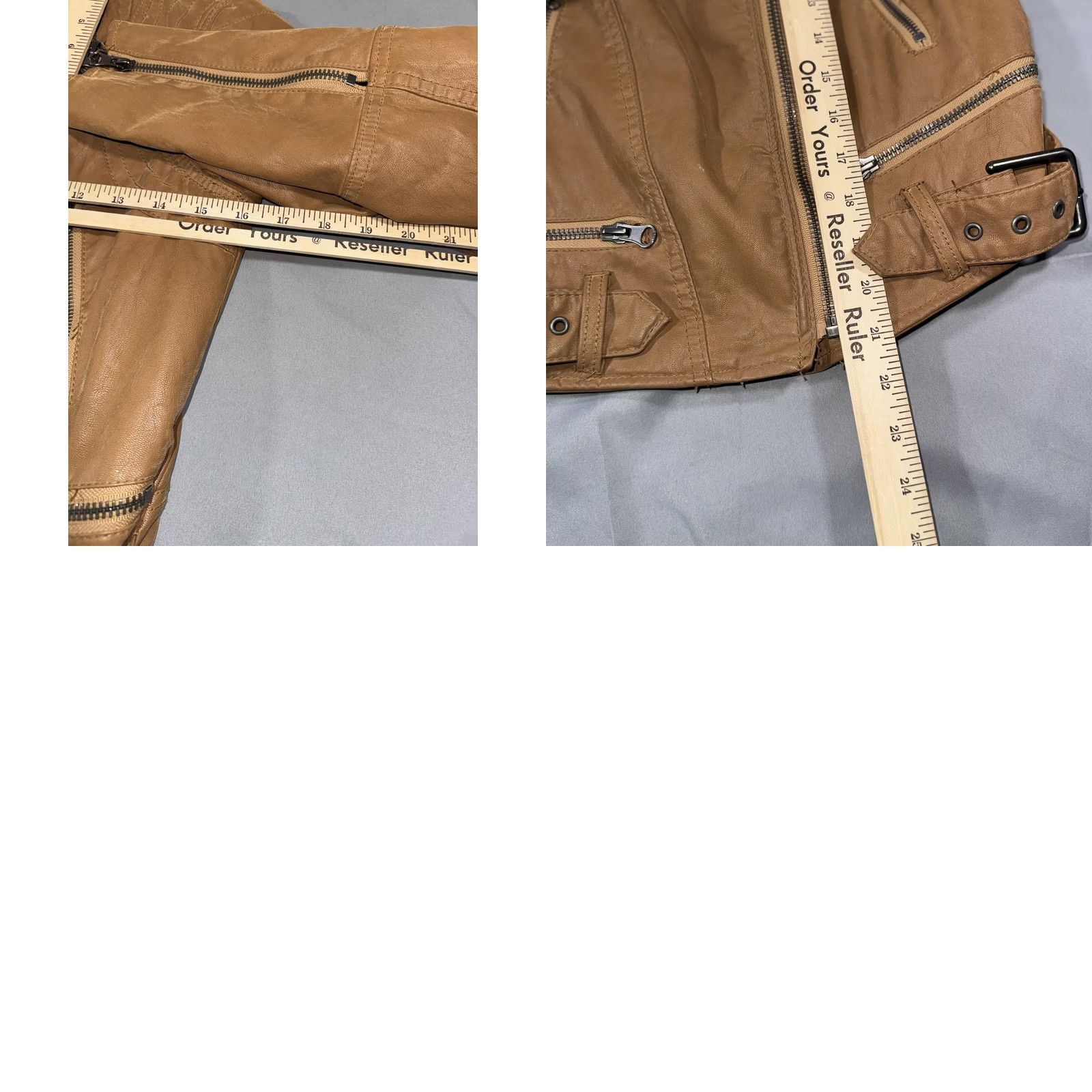 Free People VINTAGE Free People Jacket Womens XS Brown Faux Leather Moto Zip Buckle We The Free Size XS / US 0-2 / IT 36-38 - 9 Thumbnail