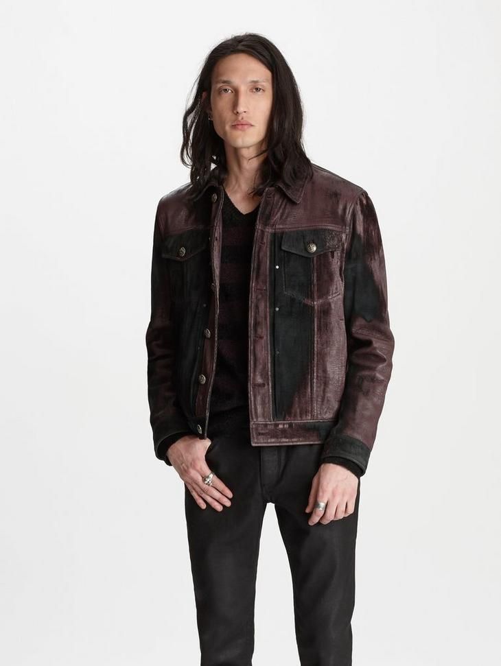 John Varvatos Leather trucker jacket EU 58x USA 48x Size US XXL / EU 58 / 5 - 1 Thumbnail