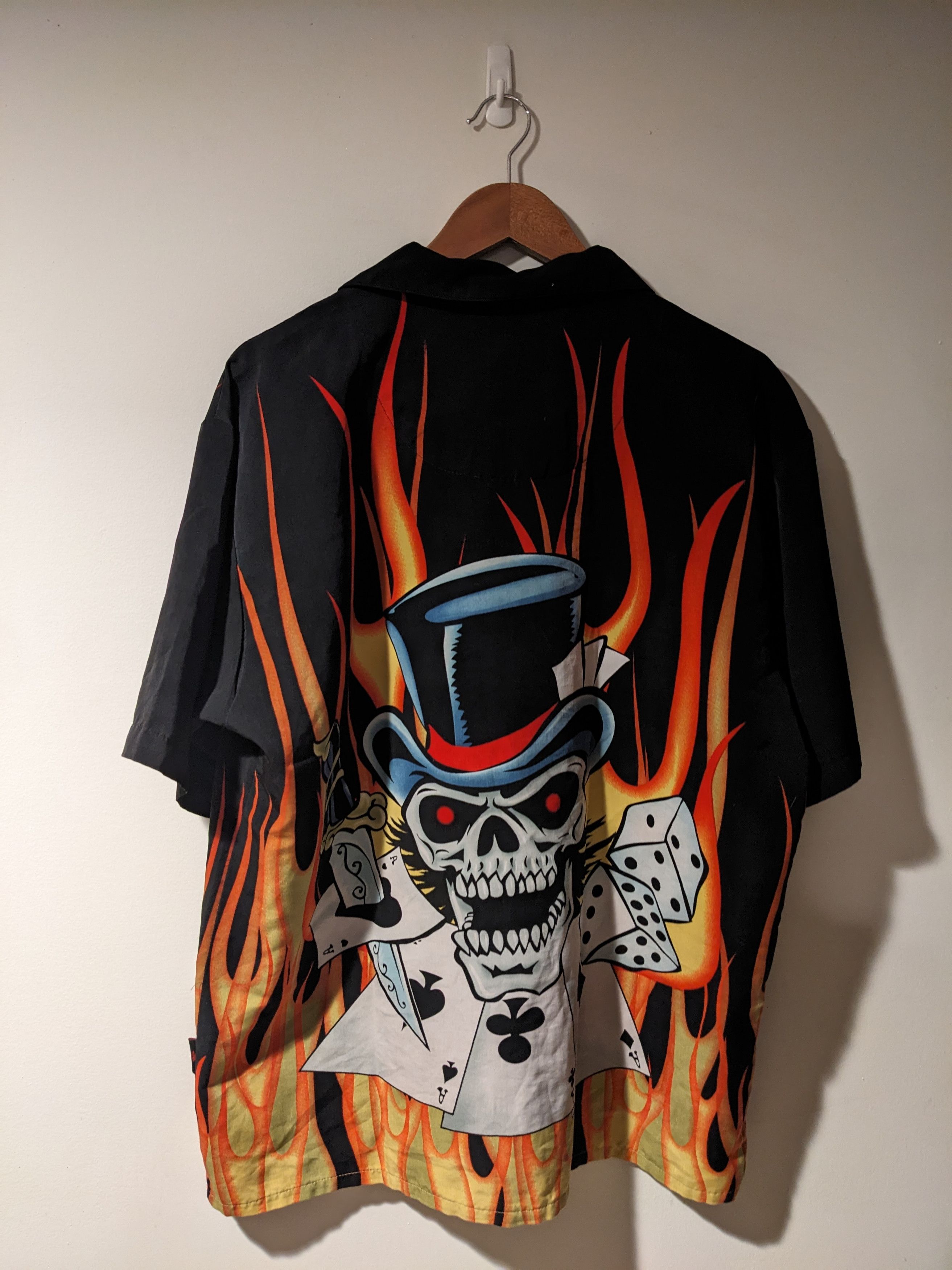 Vintage Vintage Y2K Skull Dice Aces Poker Flames Button Up Shirt Size US L / EU 52-54 / 3 - 10 Thumbnail
