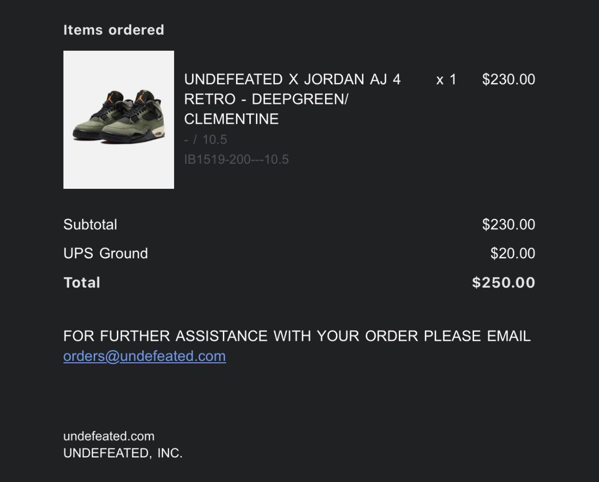 Jordan Brand × Undefeated Jordan 4 Undefeated Size 10.5 PREORDER Size US 10.5 / EU 43-44 - 2 Thumbnail
