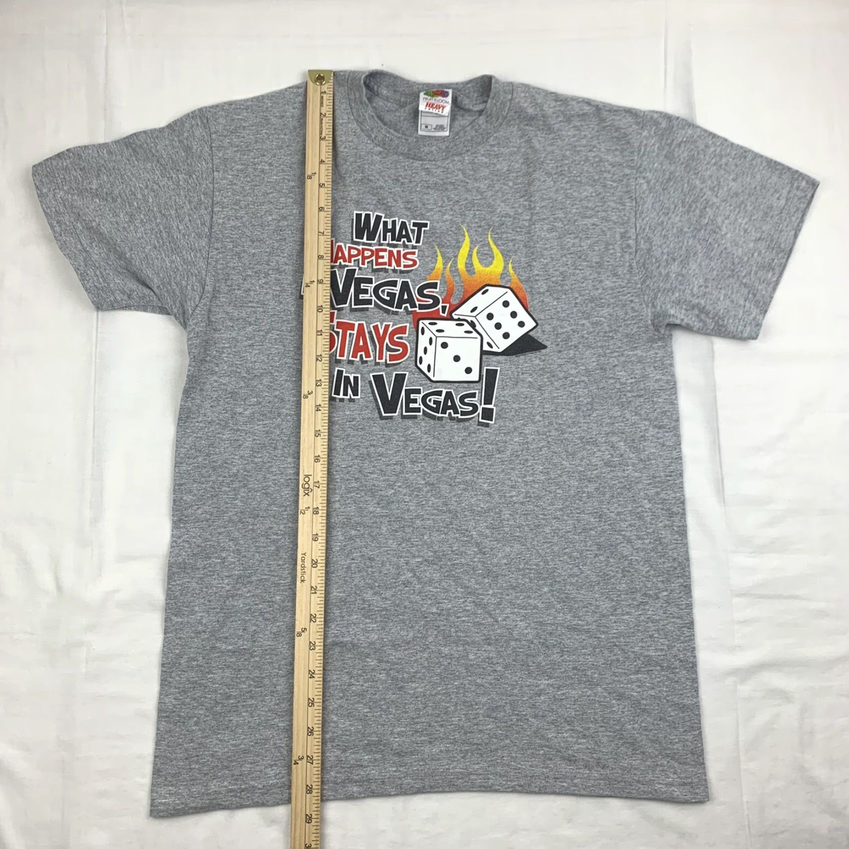 Fruit Of The Loom VINTAGE Las Vegas T Shirt Mens Adult M Gray What Happens In Vegas Stays In Vegas 90s Y2K Size US M / EU 48-50 / 2 - 4 Thumbnail